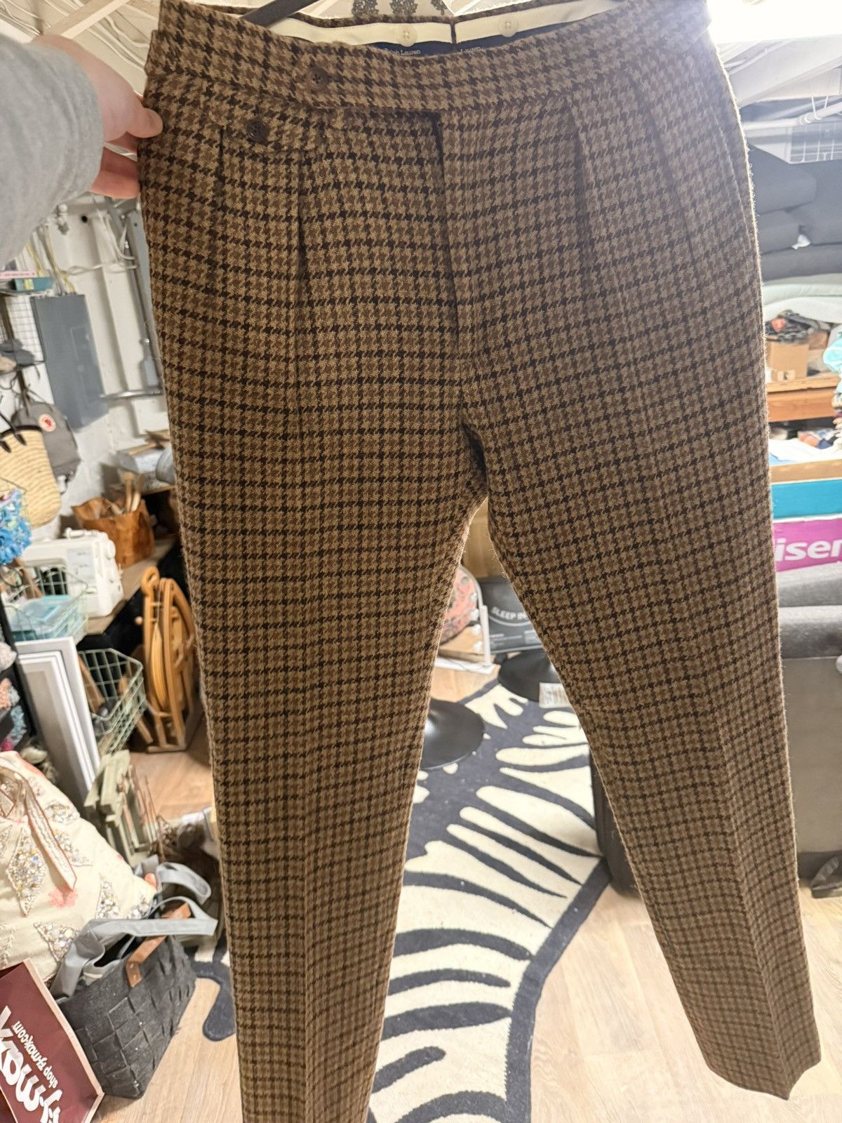 Polo Ralph Lauren Polo Ralph Lauren wool Gun Check Herringbone dress pants Size US 32 / EU 48 - 1 Thumbnail