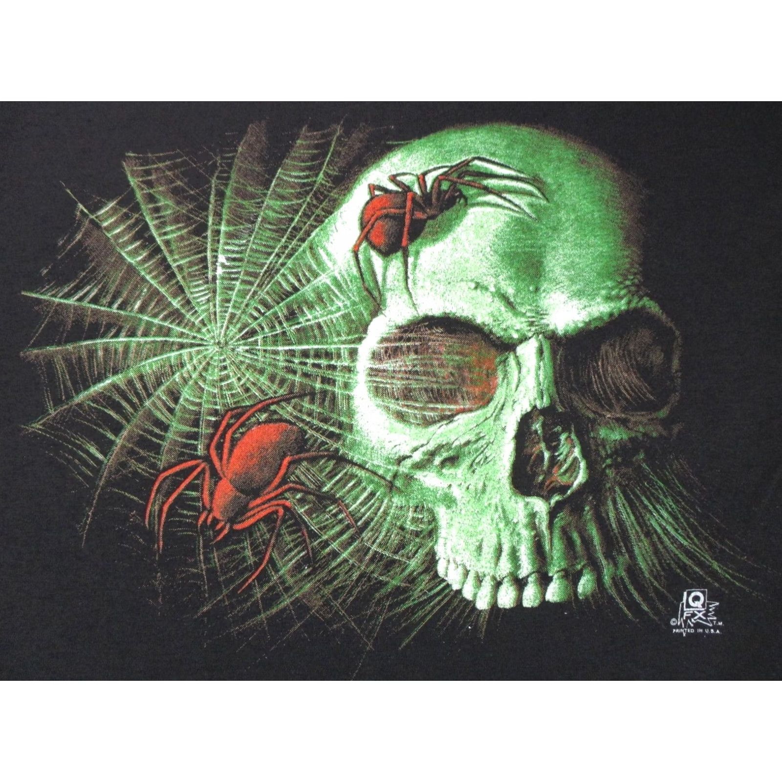 Vintage VINTAGE Spider Web Skull Paper Thin T-Shirt Black Medium Mens 80s 90s Skeleton Halloween White House NOS Size US M / EU 48-50 / 2 - 5 Thumbnail