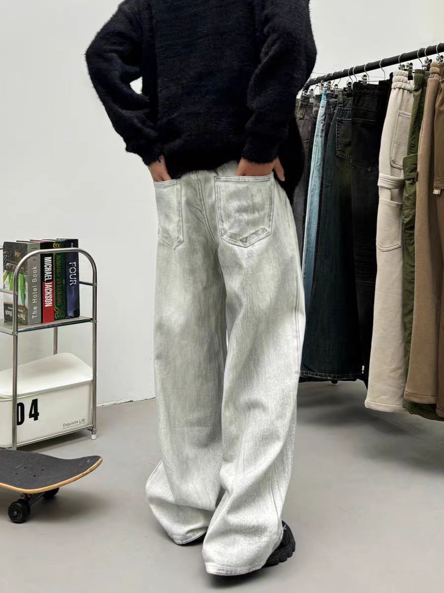 Japanese Brand × Jean Vintage washed dirty white distressed baggy jeans Size US 32 / EU 48 - 4 Thumbnail