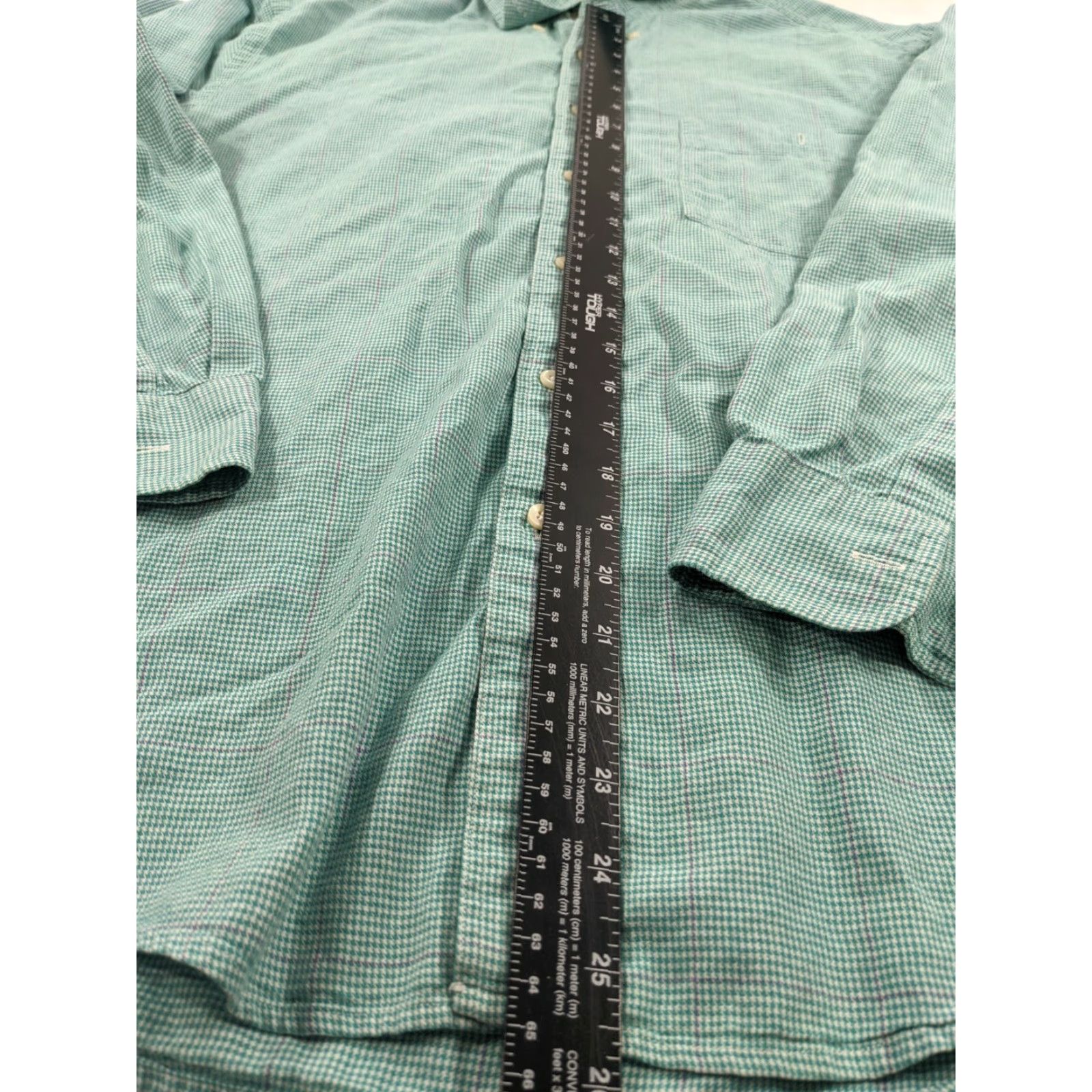 Saks Fifth Avenue VINTAGE Saks Fifth Ave. Shirt Large Cotton Plaid Single Needle Teal Purple Rockabilly Casual Mens Shirts Size US L / EU 52-54 / 3 - 4 Thumbnail