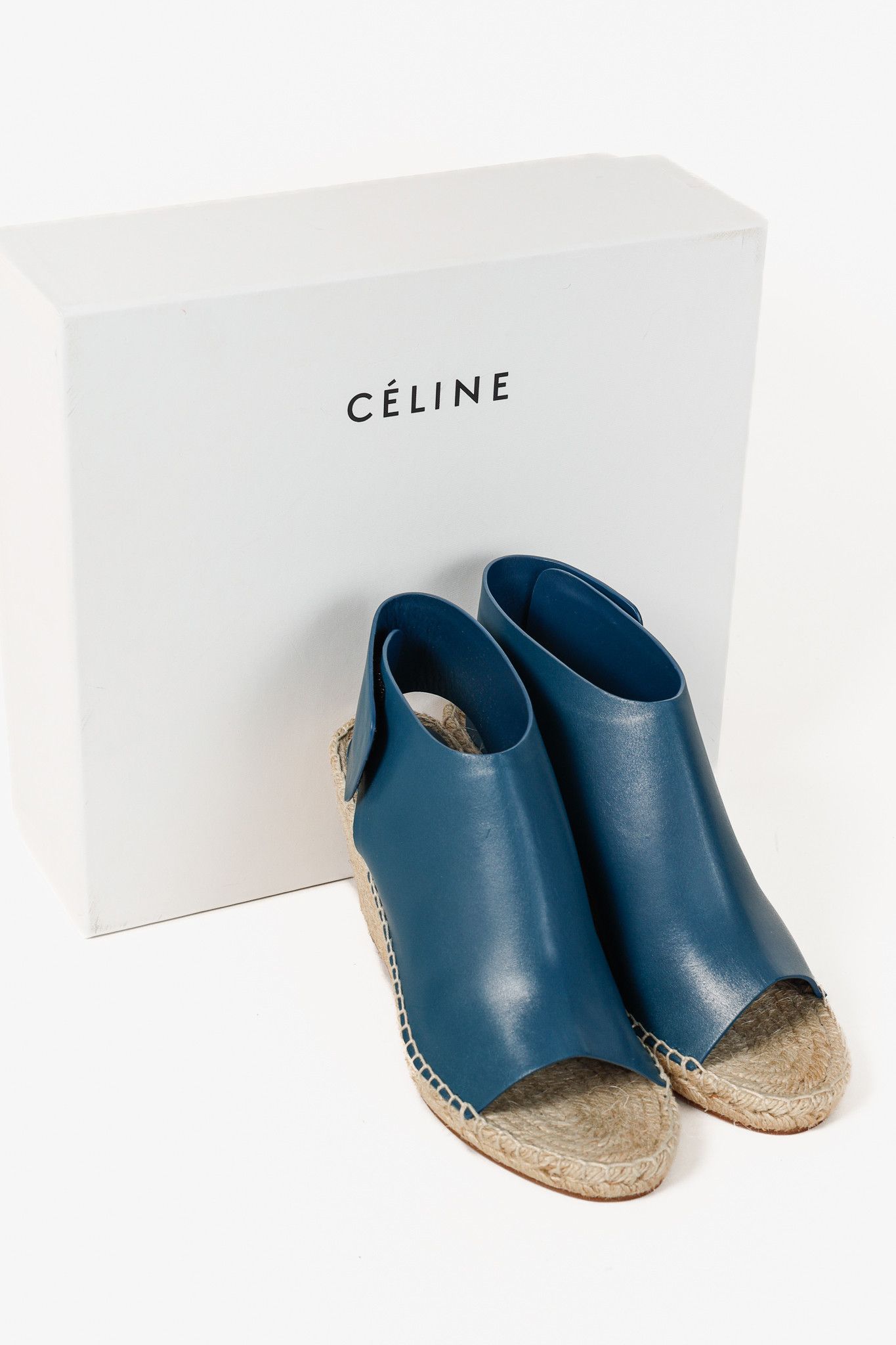 Celine Celine Blue Leather Wedge Espadrilles Size US 7.5 / IT 37.5 - 12 Thumbnail