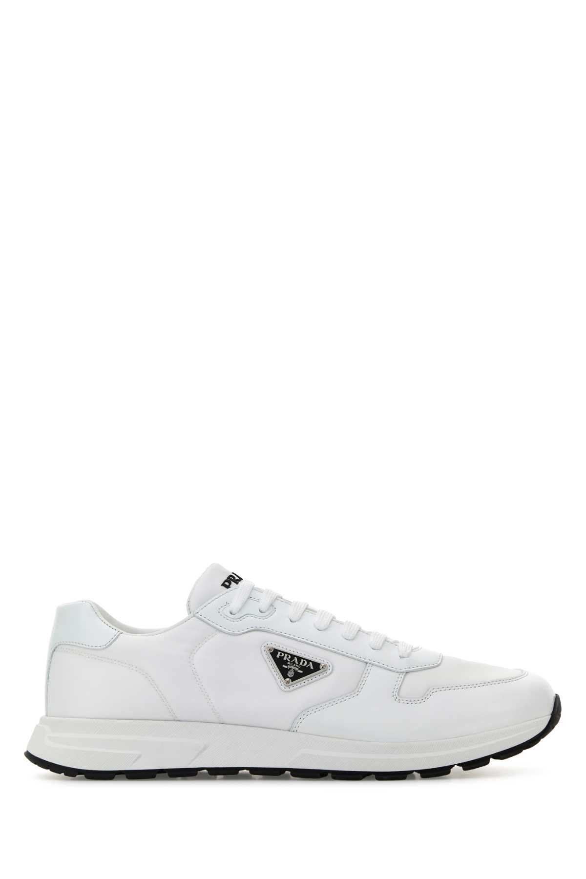 Prada White Nylon And Leather Prax 2.0 Sneakers Size US 10.5 / EU 43-44 - 1 Thumbnail