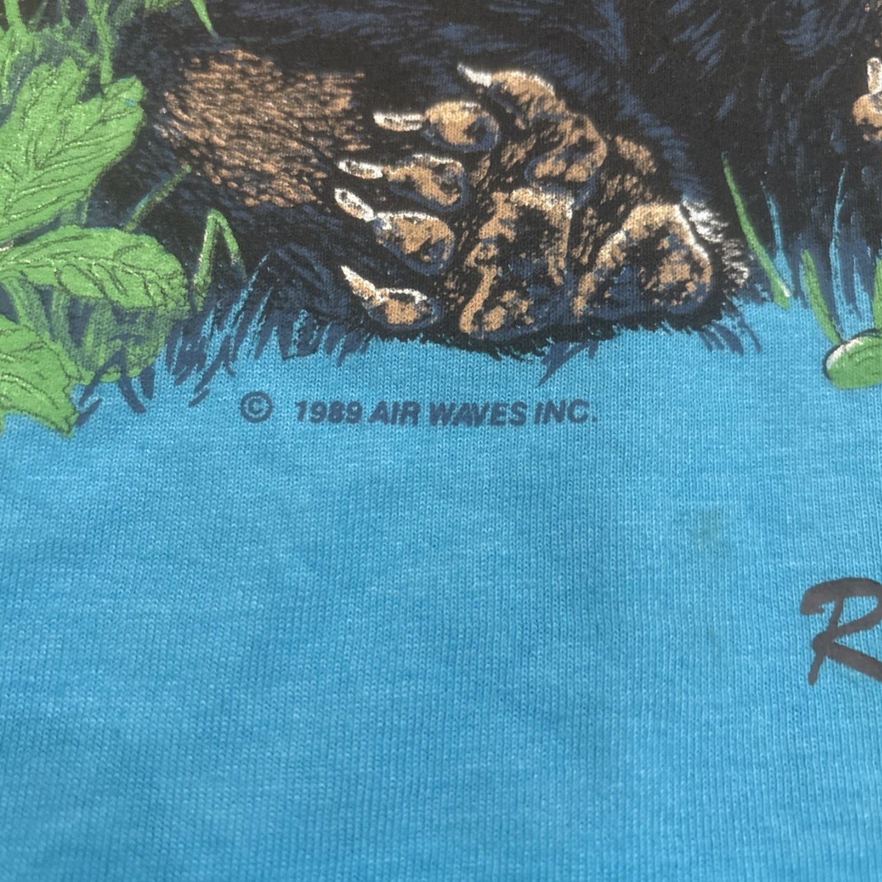 Vintage VINTAGE Screen Stars T-Shirt Brown Bear Cub Air Waves 80s Idaho XL Teal Mens X-Large Size US XL / EU 56 / 4 - 3 Thumbnail