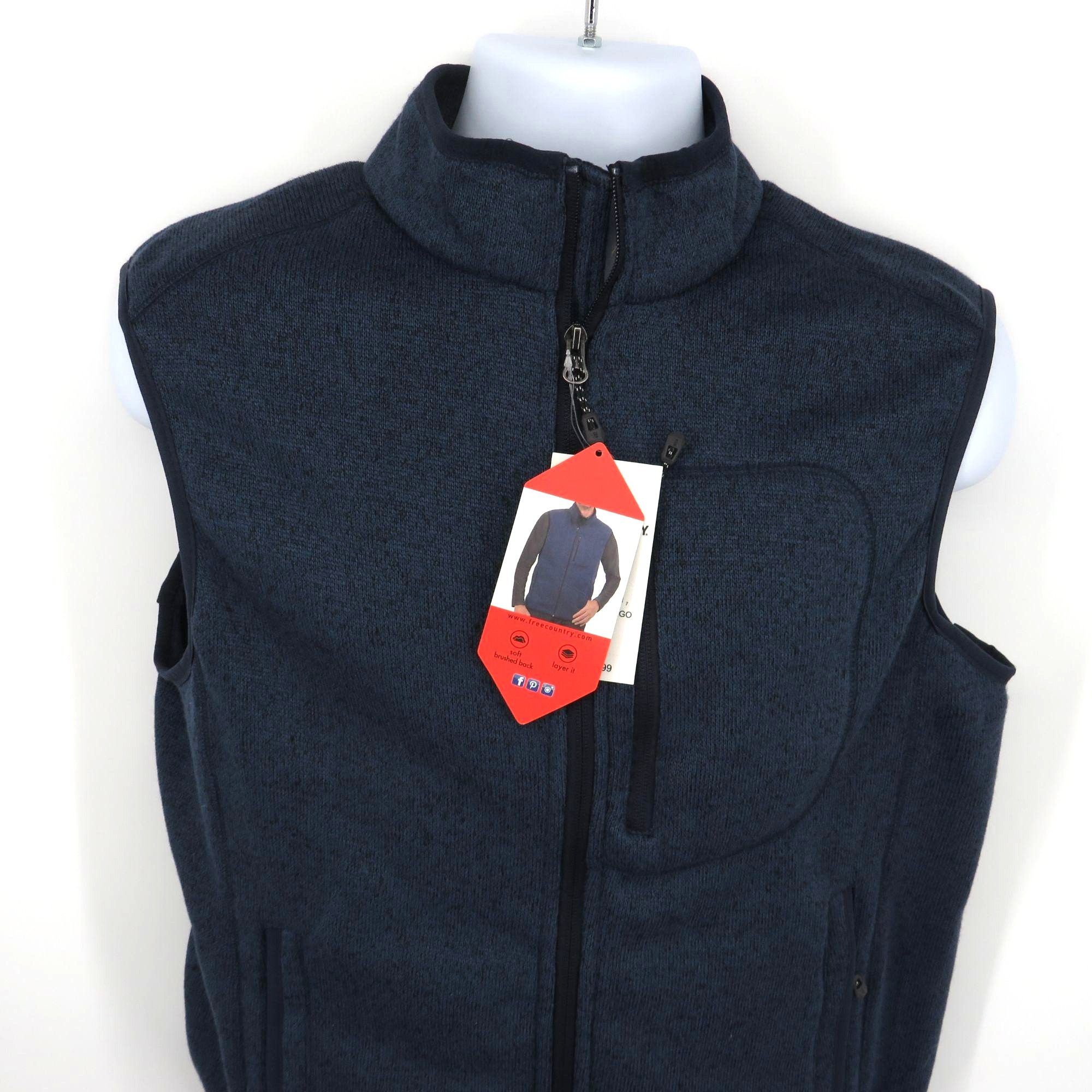 Free Country Free Country Mens Small Navy Full-Zip Fleece Vest With Pocke Size US S / EU 44-46 / 1 - 4 Thumbnail