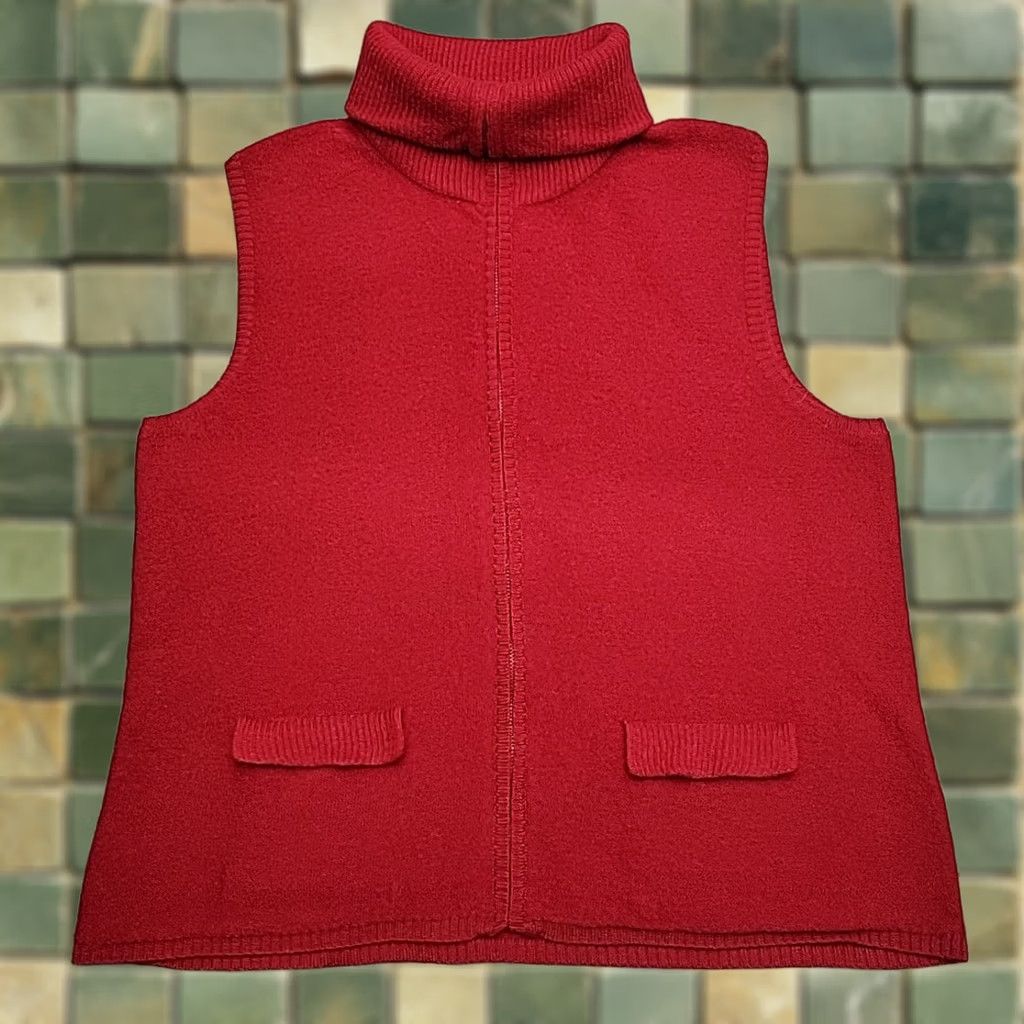 Vintage VINTAGE CJ Banks Sweater Vest Womens 1X Red Wool Knit Full Zip Sleeveless Cardigan Vest Size XL / US 12-14 / IT 48-50 - 1 Thumbnail