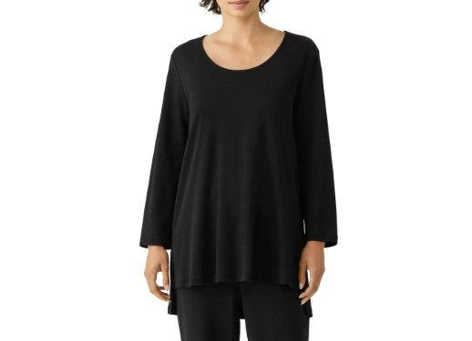 Eileen Fisher Eileen Fisher U-Neck Organic Cotton Shirt Black ( XS ) Size XS / US 0-2 / IT 36-38 - 3 Thumbnail