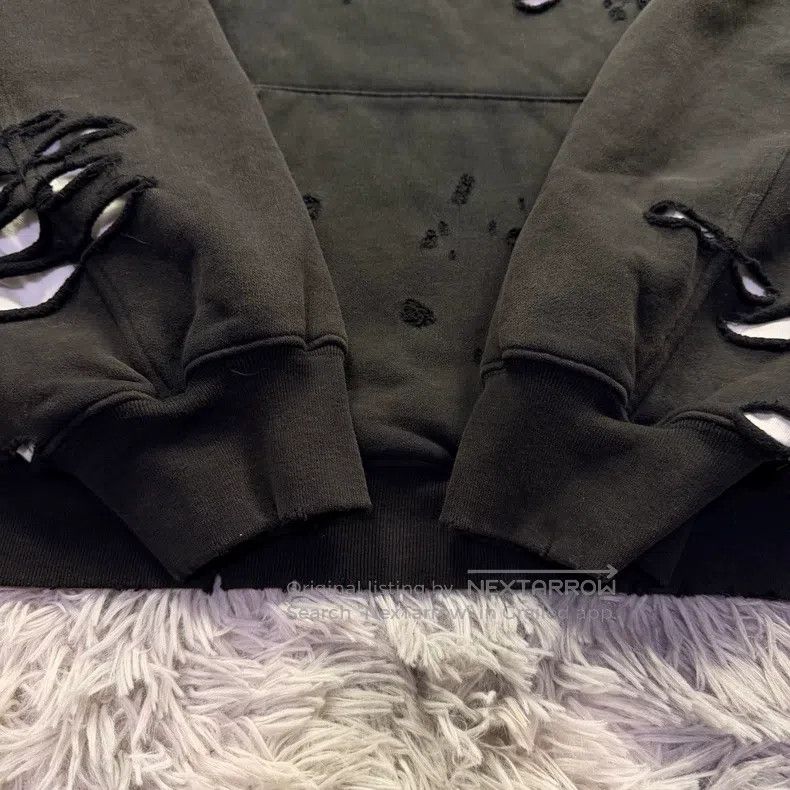 Balenciaga Balenciaga Double Layer Destroyed Black Hoodie Size US L / EU 52-54 / 3 - 5 Thumbnail