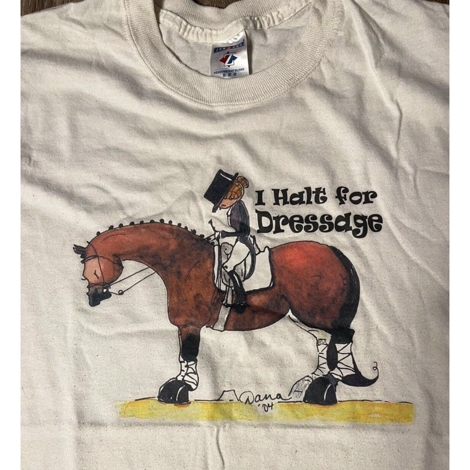 Jerzees VINTAGE 2004 I Halt For Dressage Horse Riding T-Shirt Y2K Medium Shirt Mens M White Horse 2004 I Halt For Dressage Size US M / EU 48-50 / 2 - 2 Thumbnail