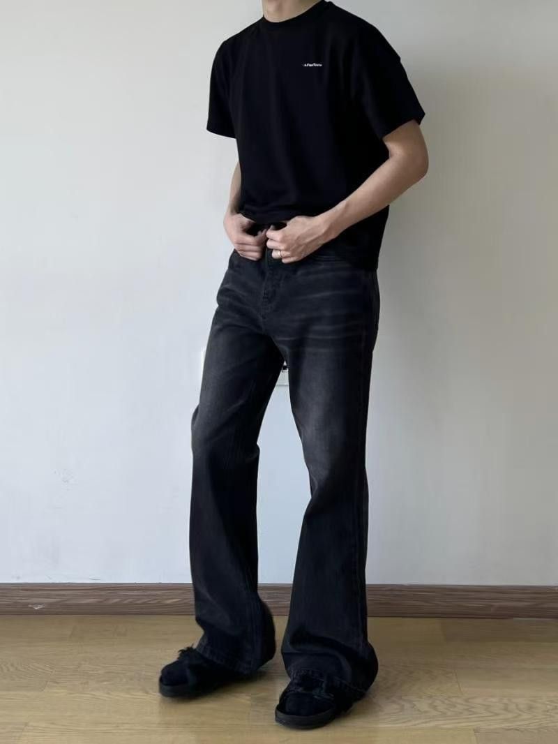 Japanese Brand × Jean Vintage Black Straight Leg Micro Flare Jeans Size US 34 / EU 50 - 1 Thumbnail