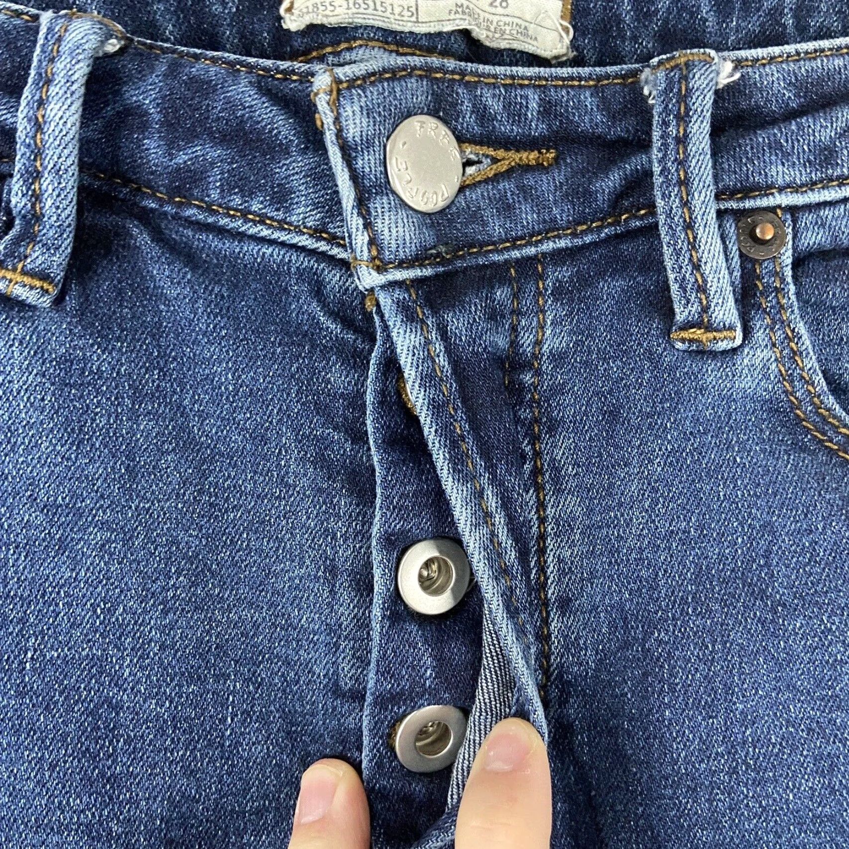 Free People VINTAGE Free People Women's Blue Skinny Zipper Jeans 27 Size 27" / US 4 / IT 40 - 4 Thumbnail