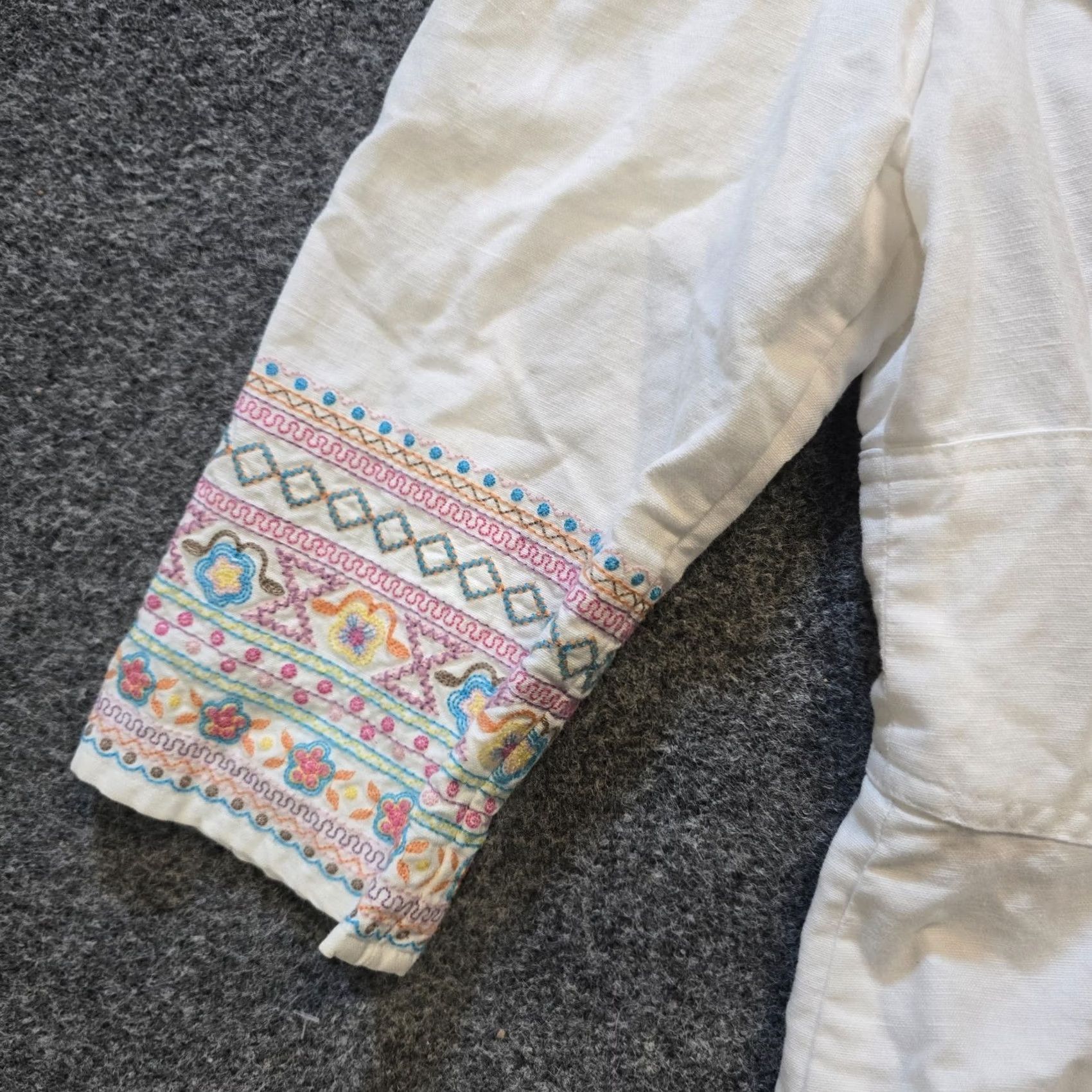 J. Jill VINTAGE J. Jill Jacket Womens Petite 6 White Embroidery Linen Blend Short 3/4 Sleeve Button Regular Twill Lightweight Casual Womens Size M / US 6-8 / IT 42-44 - 3 Thumbnail