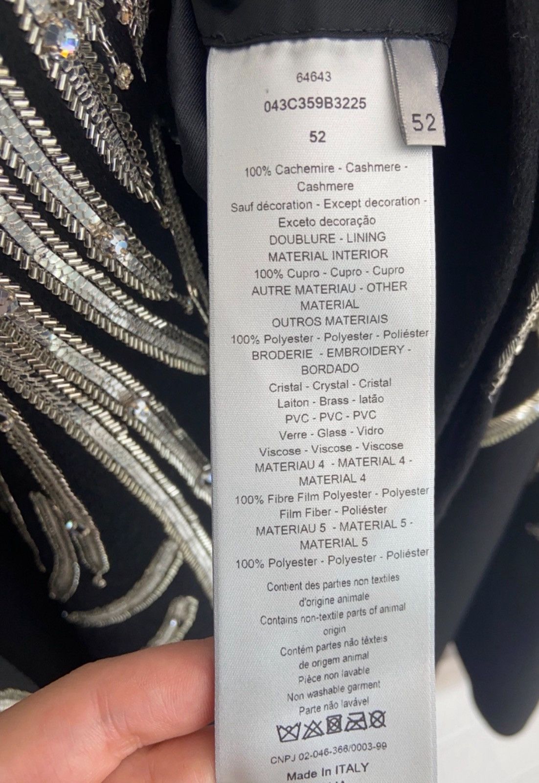 Dior Dior Men’s Fall/Winter 2020 – Embroidered Cashmere Cape Coat Size US L / EU 52-54 / 3 - 4 Thumbnail