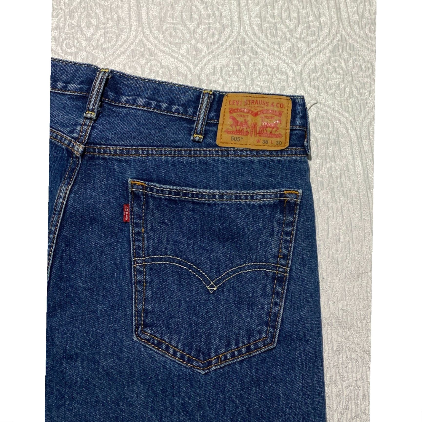 Levi's Levi's 505 Jeans Mens Regular Fit Denim Blue 38x30 Pants Straight Pocket Cotton Denim Zip Button Inseam 30 Vintage No Size US 38 / EU 54 - 3 Thumbnail