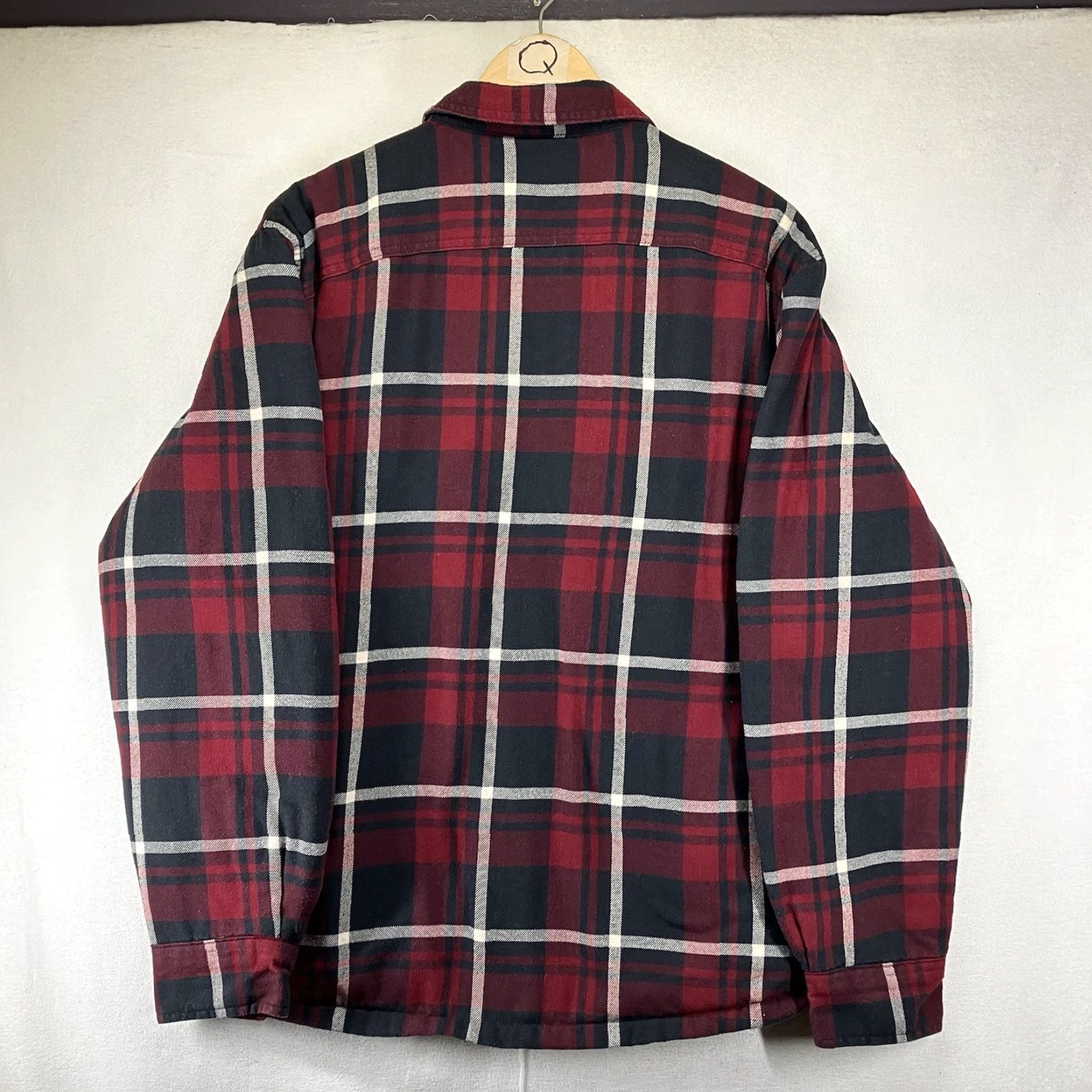 Wrangler VINTAGE Wrangler Shirt Jacket Men M Heavy Plaid Sherpa Lined Flannel Barn Coat Shacket Red 45 in Chest Mens Regular Size M Size US M / EU 48-50 / 2 - 2 Thumbnail