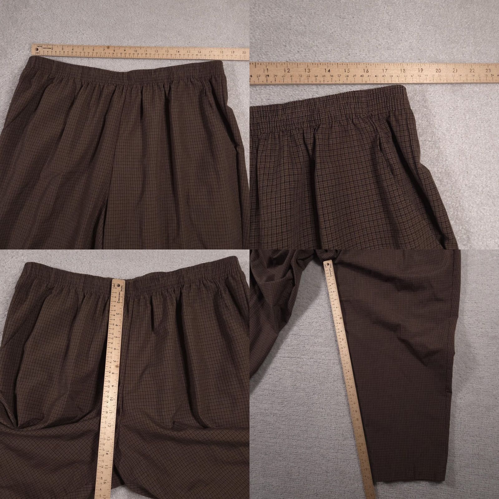 Vintage Br Briggs Plus Size Womens Plaid Brown Polyester Pants 24W Elastic Waist Size 42" / US 20 - 8 Thumbnail