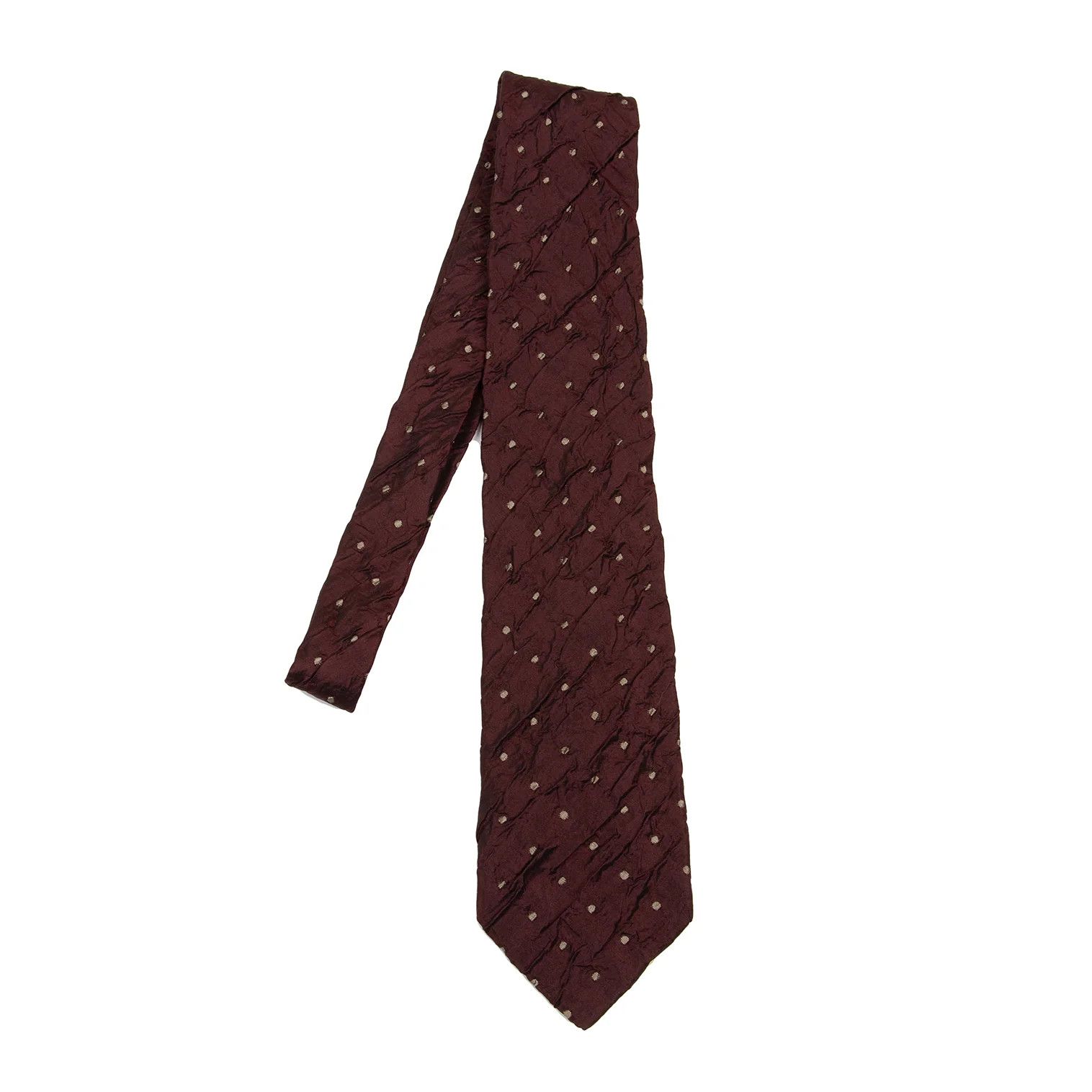 Issey Miyake Silk Dot Jacquard Tie in Wine Beige Size ONE SIZE - 1 Thumbnail