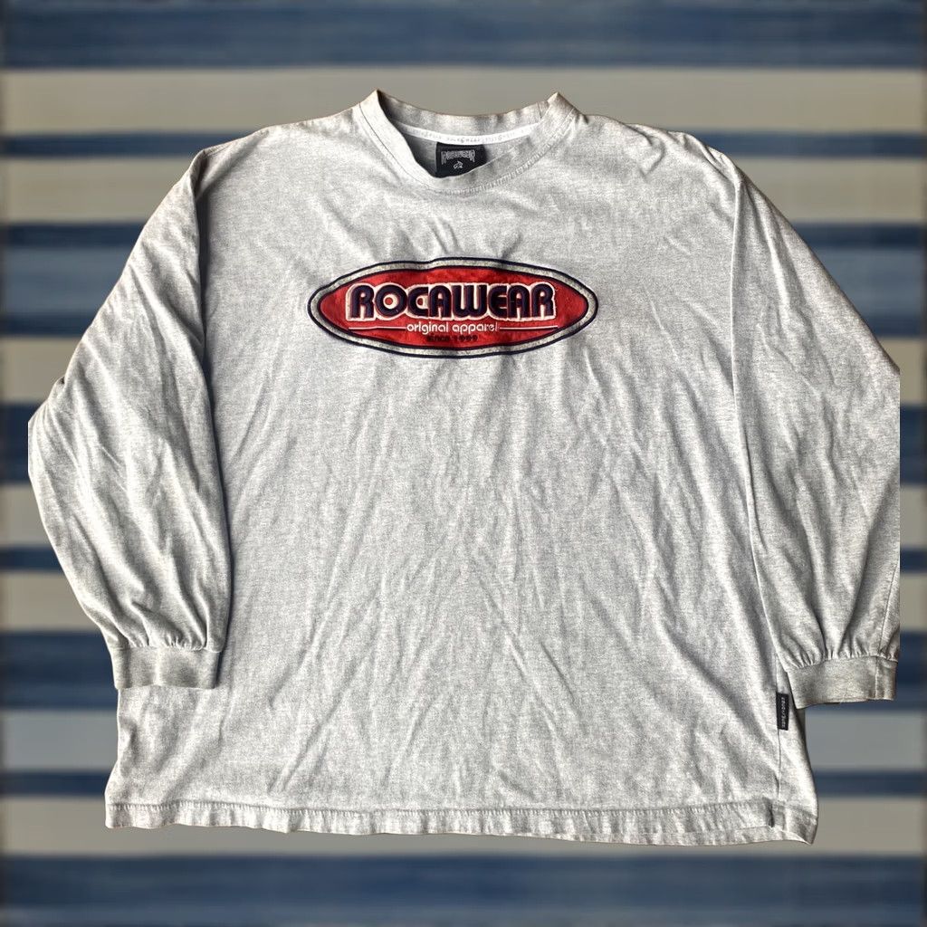 Rocawear VINTAGE Rocawear Graphic Spellout Long Sleeve Shirt XL Gray Blue Men Mens Shirt Year 2000s 90s Halloween? Size US XL / EU 56 / 4 - 1 Thumbnail