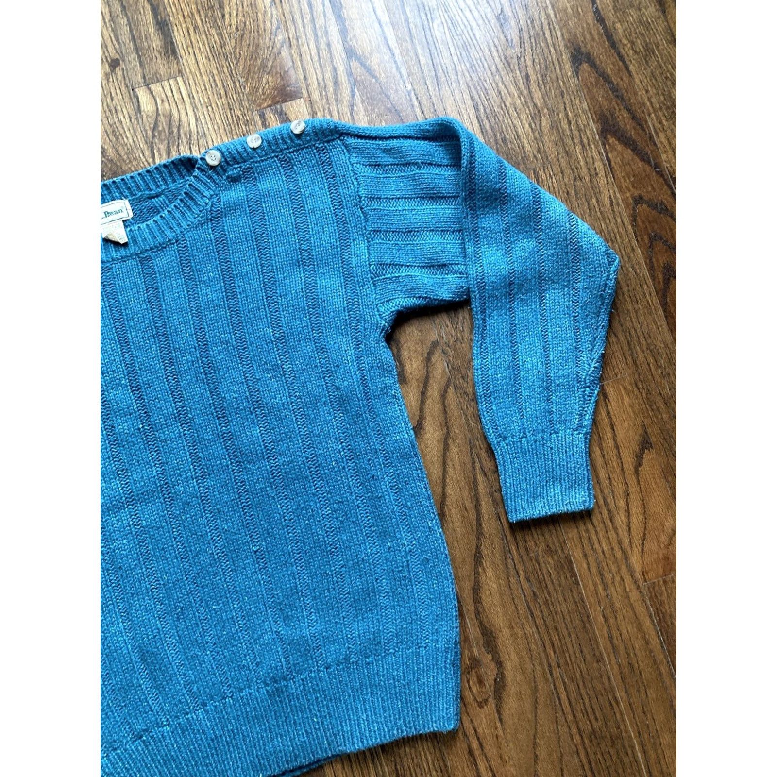 Vintage VINTAGE L.L. Bean Sweater Women M Turquoise Silk Wool Nylon Knit Long Sleeve Pullover Knitwear Medium Size M / US 6-8 / IT 42-44 - 3 Thumbnail