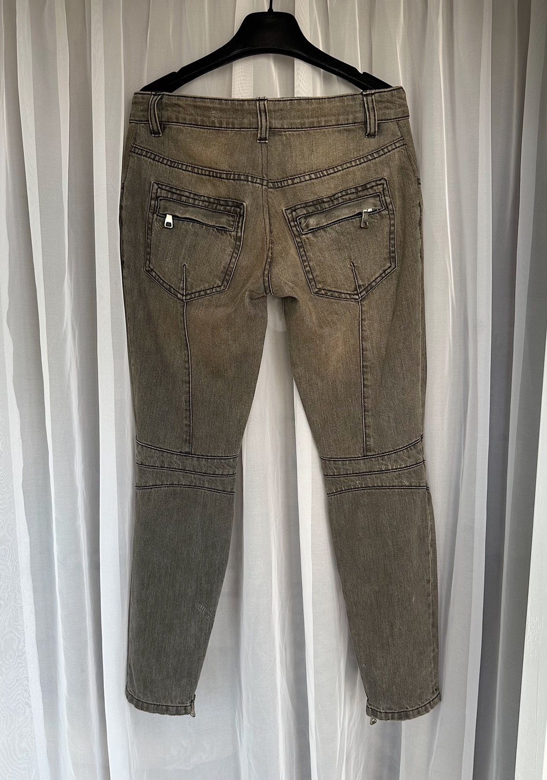 Balmain BALMAIN Decarnin SS 2010 Oil Stained Biker Denim Jeans zip Size 28" / US 6 / IT 42 - 8 Thumbnail