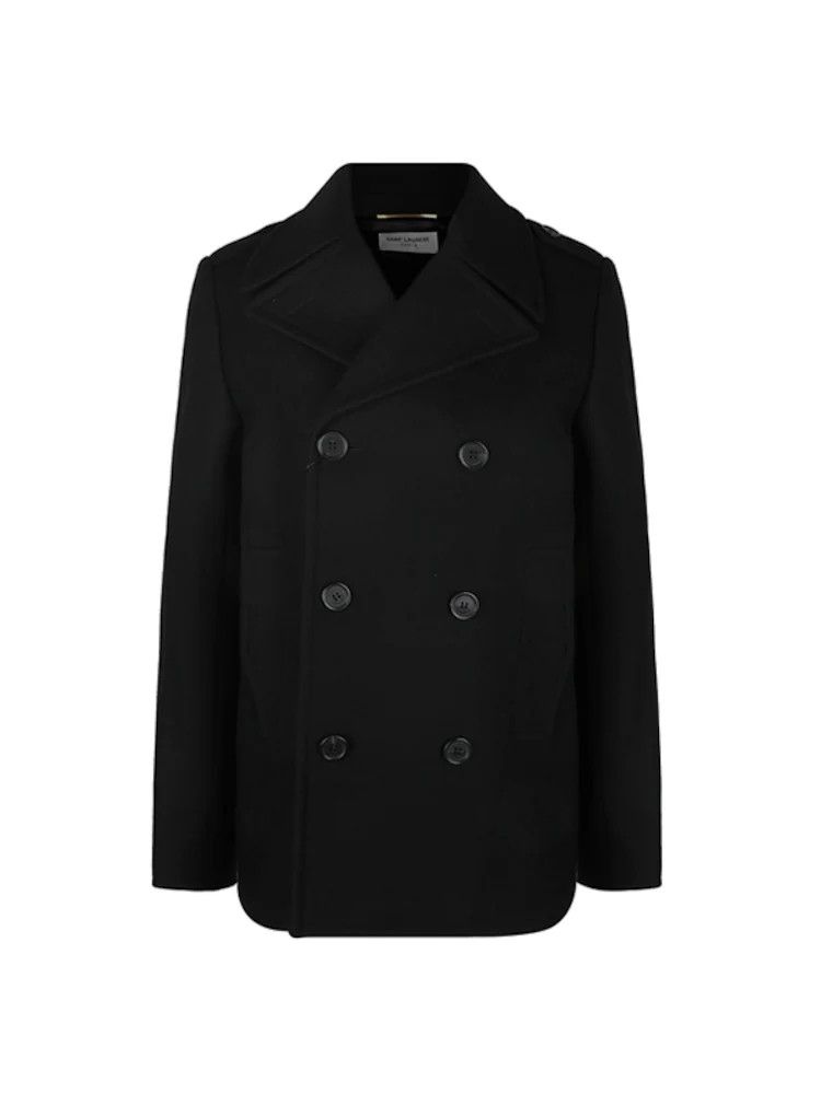 Saint Laurent Paris o1bcso1str0325 Double Breasted Peacoat In Wool in Black Size L / US 10 / IT 46 - 1 Preview
