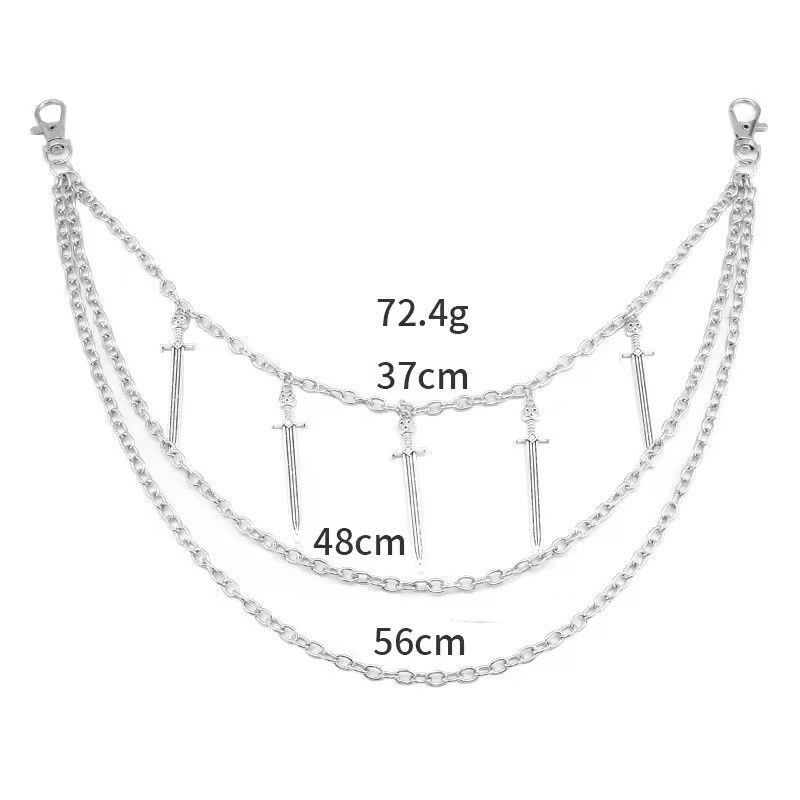 Jewelry Punk Street Sword Charm Pants Chains Size ONE SIZE - 5 Thumbnail