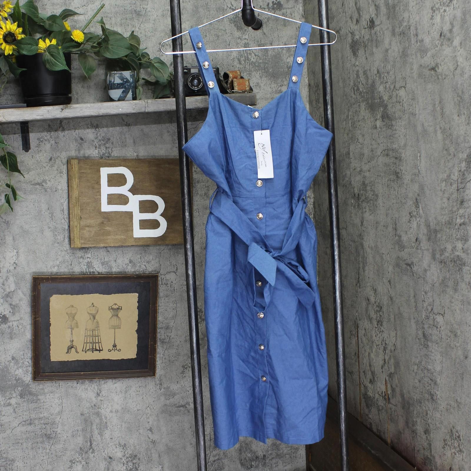 Other Nwt Ny Collection Knee-length Shirtdress Denim Blue Pl Size L / US 10 / IT 46 - 1 Thumbnail