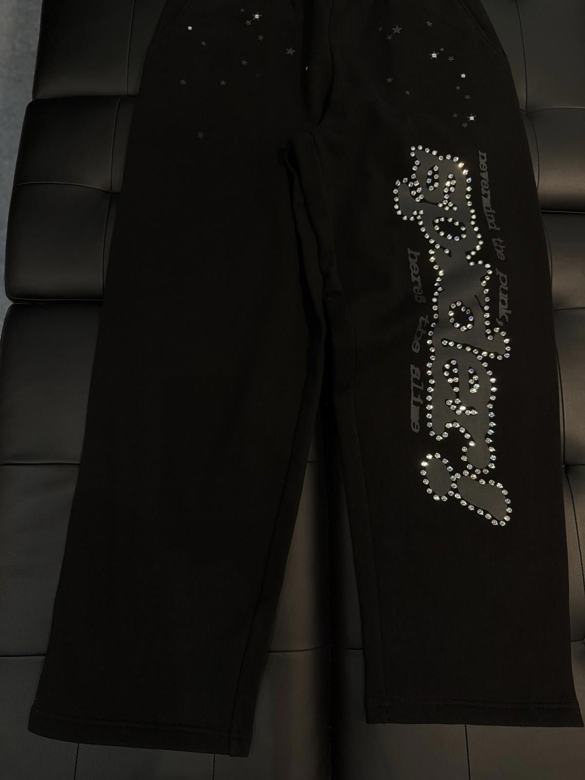 Sp5der Large Sp5der Worldwide Black VVS Stone Sweatpants Spider Size US 34 / EU 50 - 6 Thumbnail