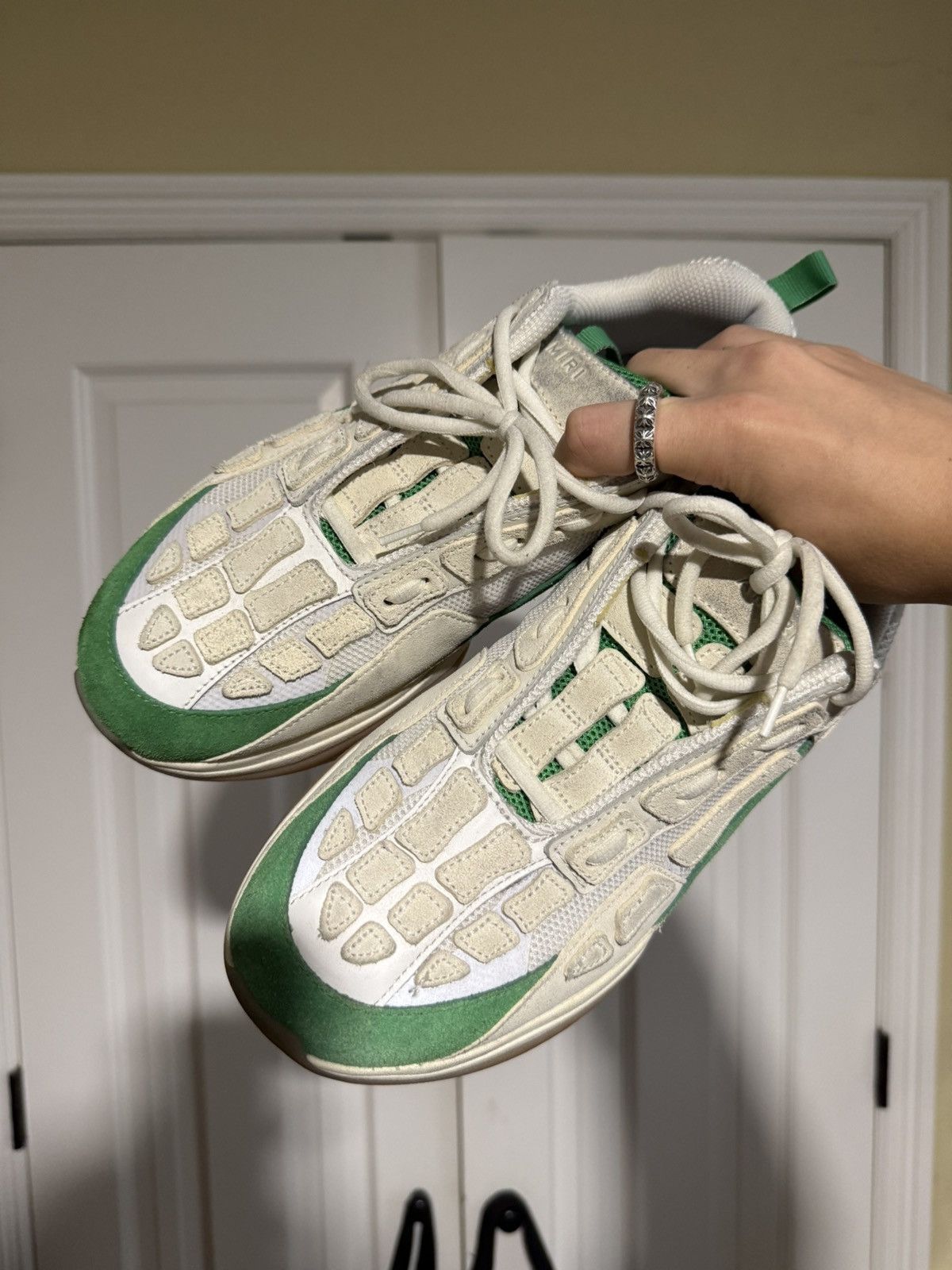 Amiri Amiri Cream/Green Bone Sneakers Size US 10 / EU 43 - 6 Thumbnail