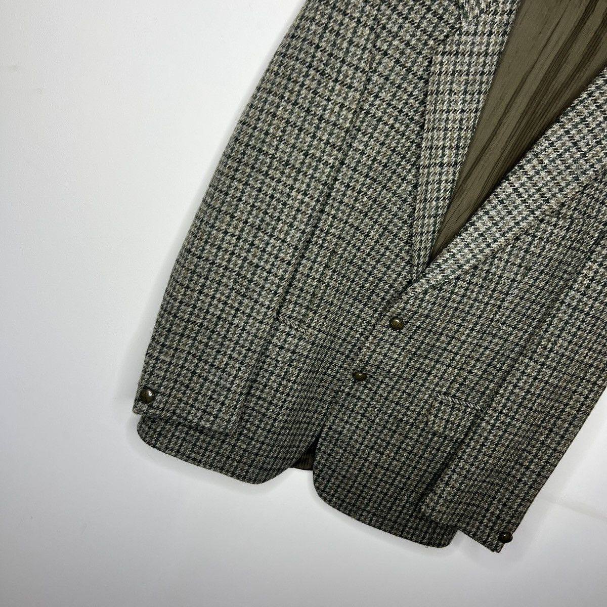 Designer × Harris Tweed × Vintage Vtg Harris Tweed Khaki Grey Coat WOOL Jacket Blazer 40 R Size 40R - 3 Thumbnail