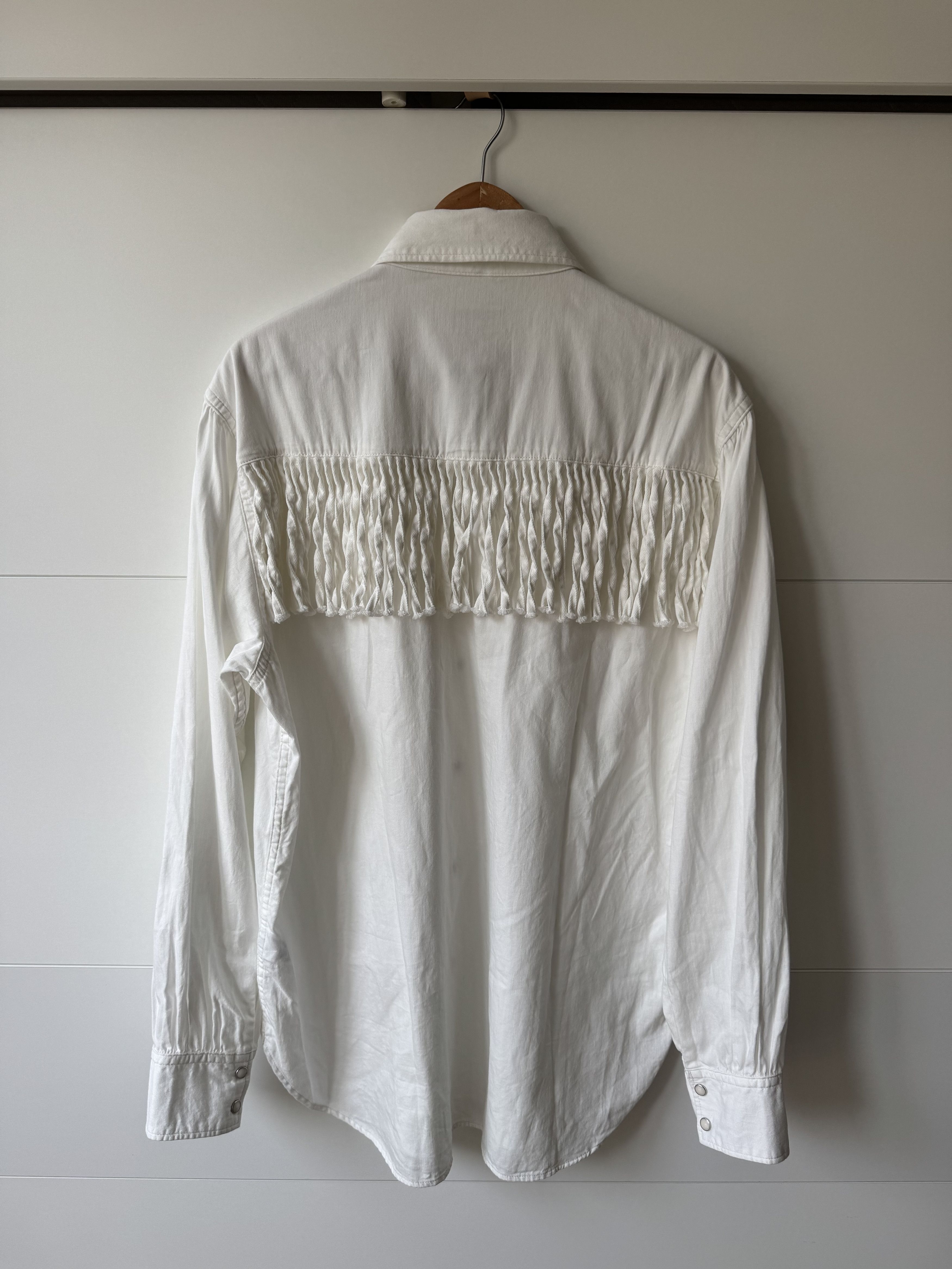 Kapital [3] 5.5oz Denim Fringe Husky Western Shirt in White Size US L / EU 52-54 / 3 - 4 Thumbnail