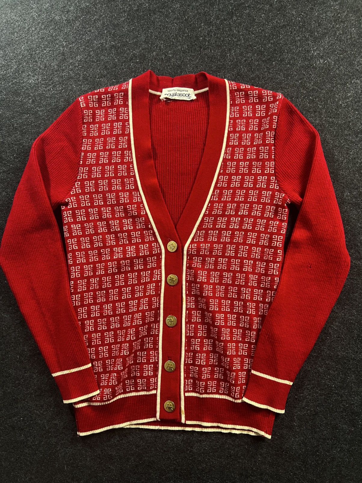 Vintage 80‘sVintage Royal Ascot Patterned Knitted Cardigan Coogi Size XS / US 0-2 / IT 36-38 - 1 Thumbnail