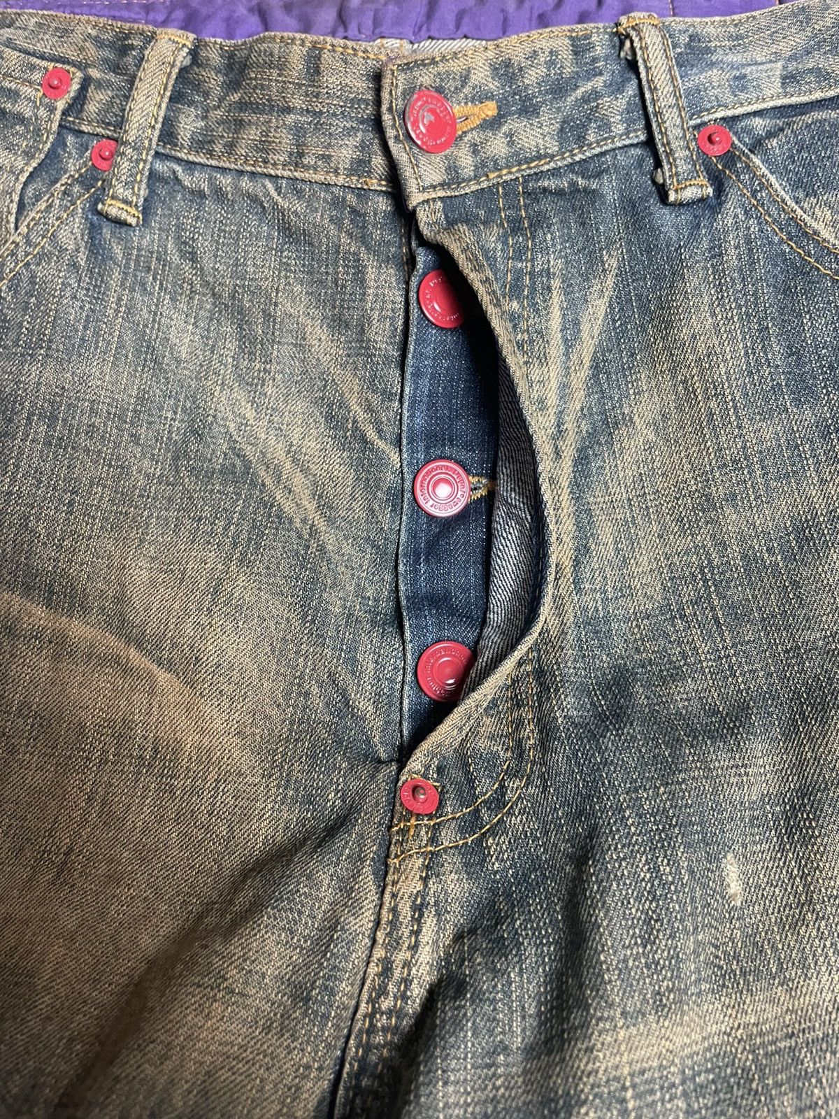 Isaac Sellam Experience Faded Rustic washed Swagger Jeans Size US 35 - 5 Thumbnail