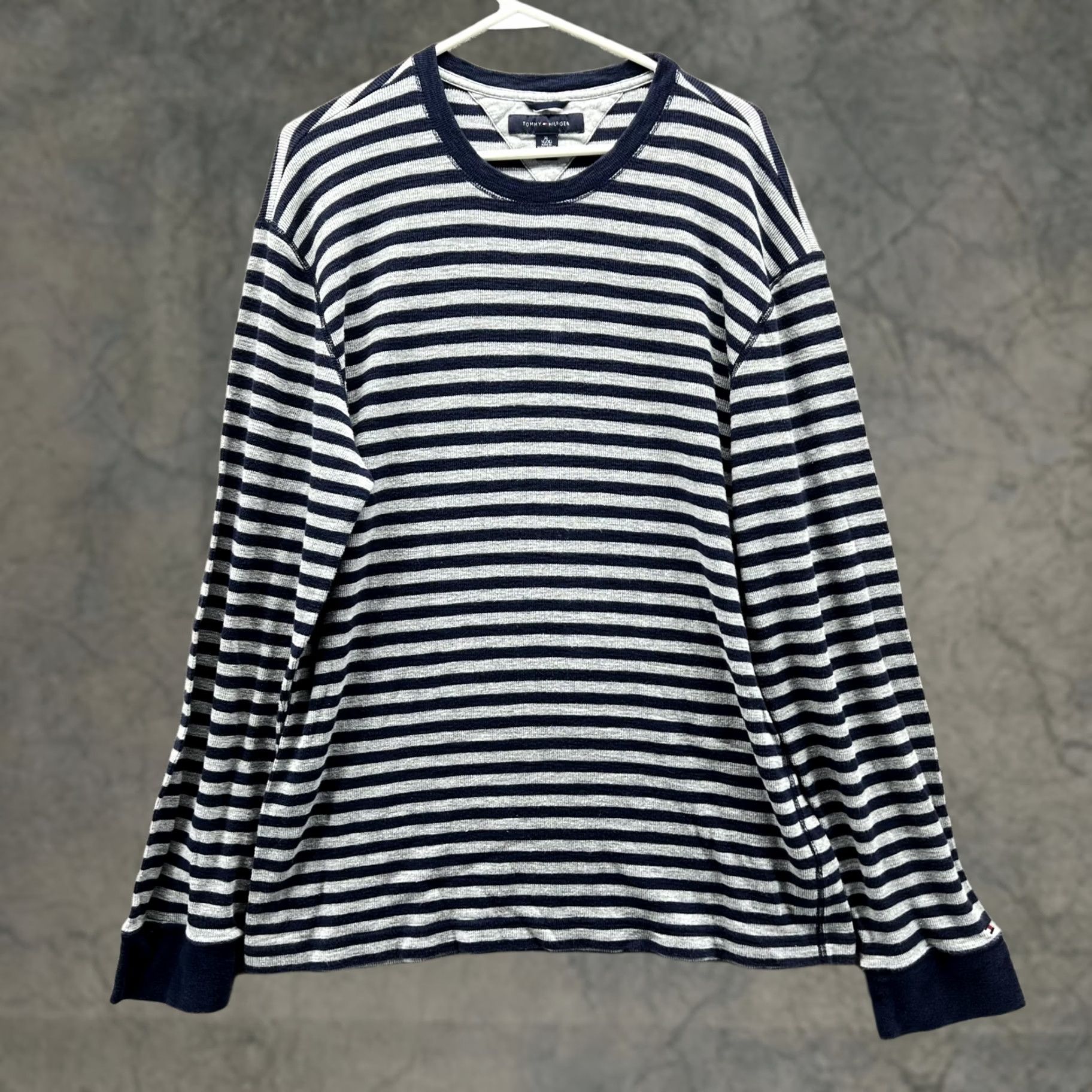 Tommy Hilfiger Tommy Hilfiger Sweater Men XL Blue Gray Striped Pullover Crew Neck Knit Shirt/Men’s Regular Fit Sweatshirt Size US XL / EU 56 / 4 - 1 Thumbnail