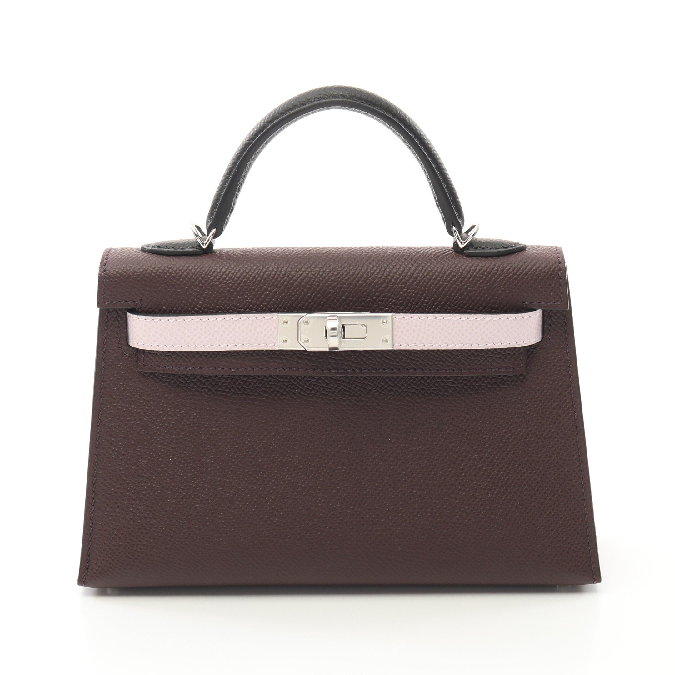 Hermes Hermes Mini Kelly 2 Tricolor Rouge Serie Mauve Sylvestre Handbag Veau Epsom Bordeaux Light Pink Black Silver Hardware Outside Sewing U Stamp Size ONE SIZE - 1 Thumbnail