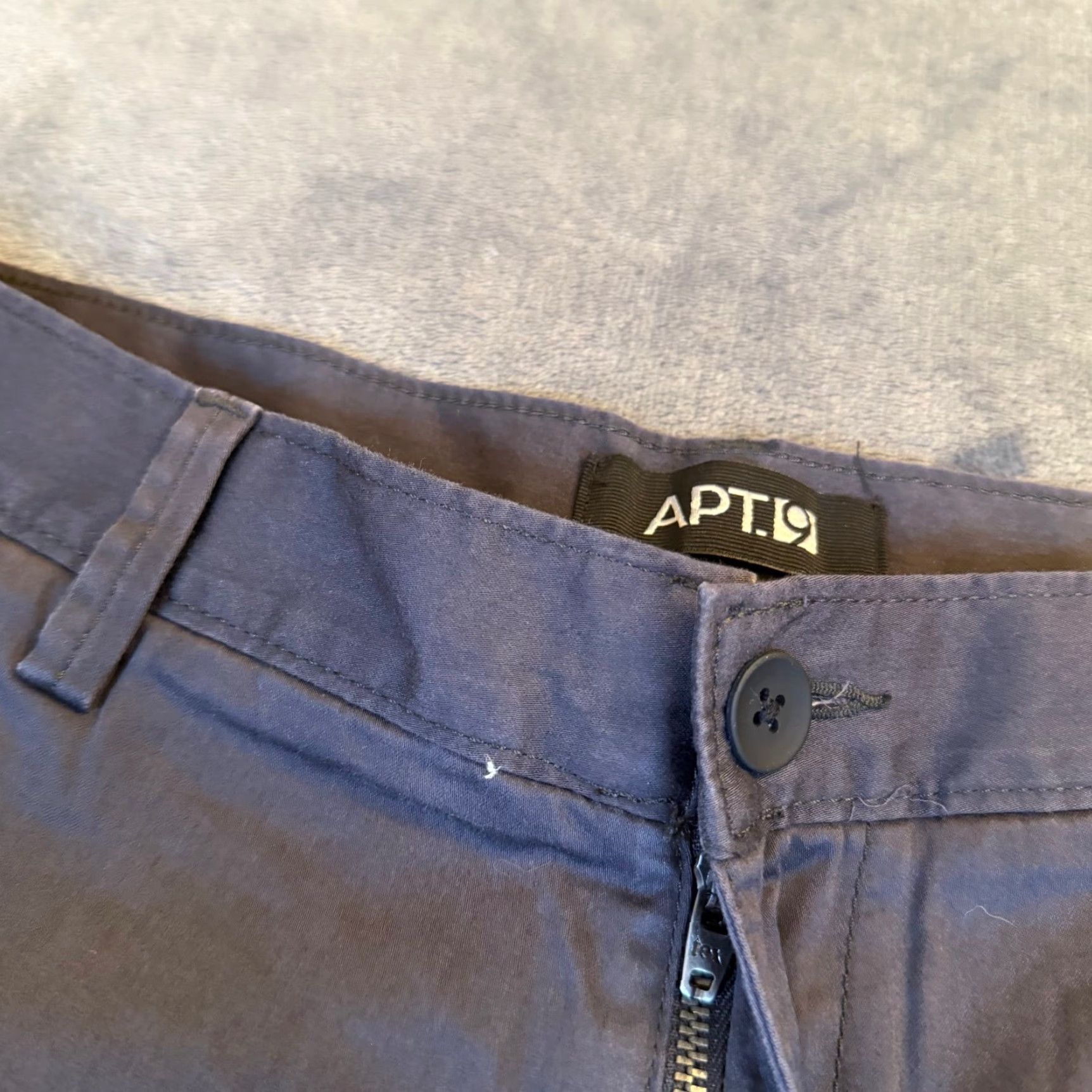 Vintage APT 9 Chino Shorts Mens 33 Gray Flat Front Casual Everyday Wear Adult Regular Cotton Shorts with Pockets Size US 33 - 4 Thumbnail
