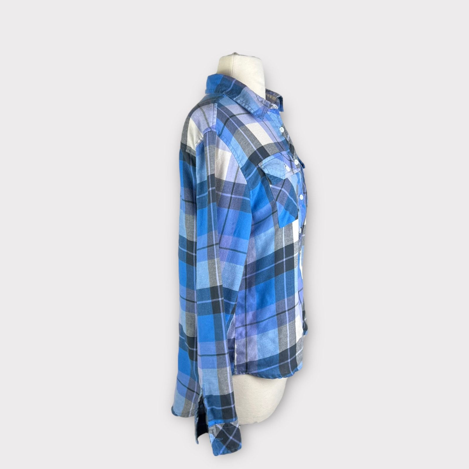 Urban Outfitters Kirra | Y2K Vintage High Low Flannel Top | Medium Size M / US 6-8 / IT 42-44 - 2 Thumbnail