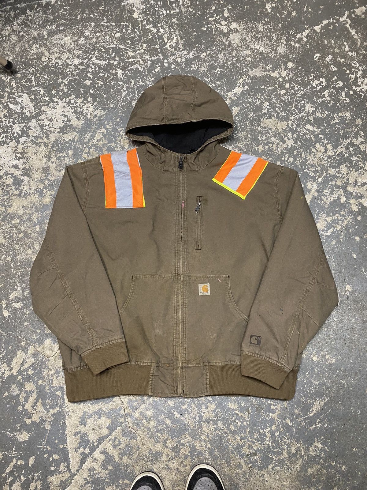 Vintage Carhartt Tan Reflective Hooded Active Jacket