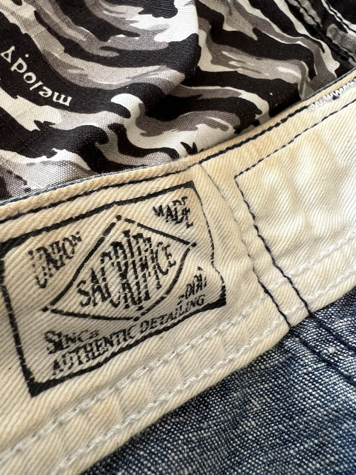 Vintage SACRIFICE Japan Union Made Dirty Muddy Denim Sailor Jeans Size US 34 / EU 50 - 23 Thumbnail