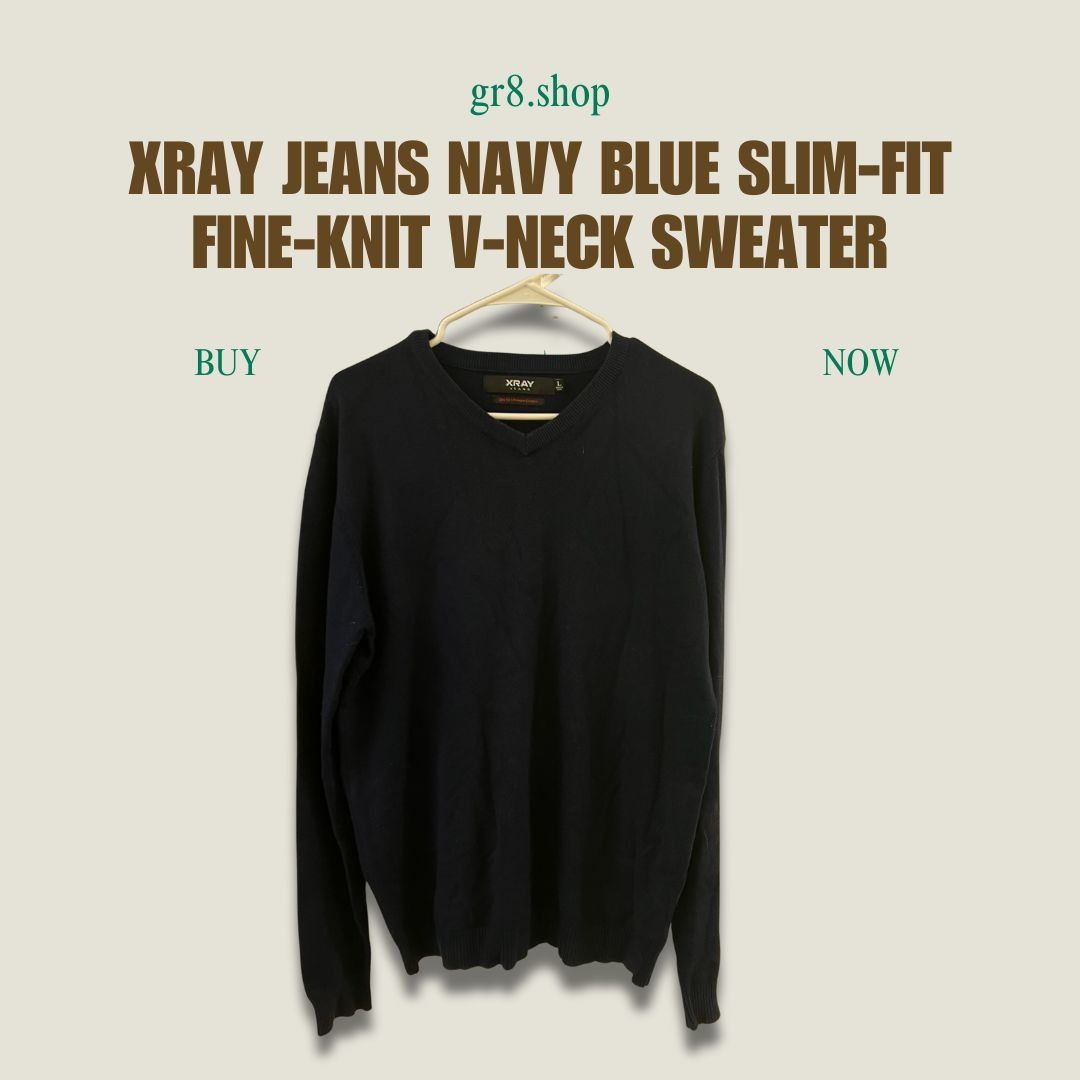Other Xray Jeans Navy Slim-Fit Fine-Knit V-Neck Sweater L Premium Size US L / EU 52-54 / 3 - 1 Thumbnail