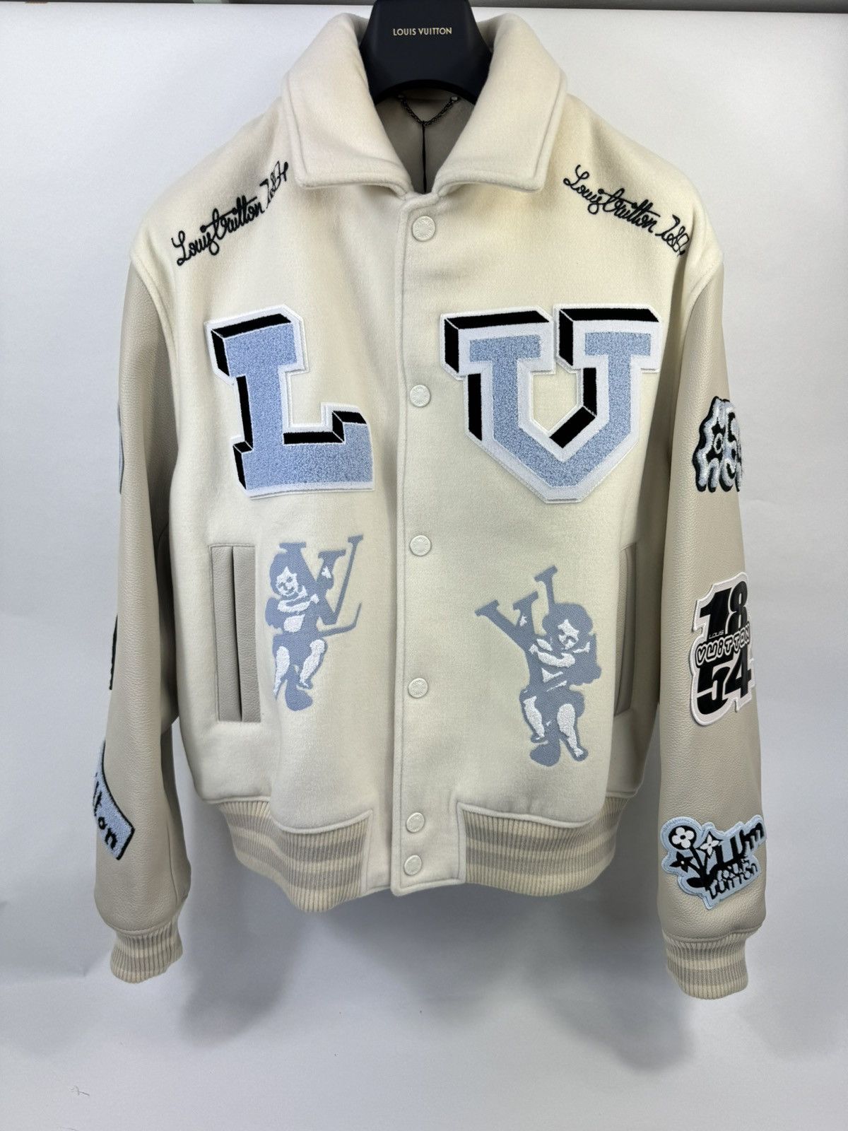 image of Louis Vuitton x Virgil Abloh Lv Angel Rabbit Varsity Jacket in White, Men's (Size 2XL)