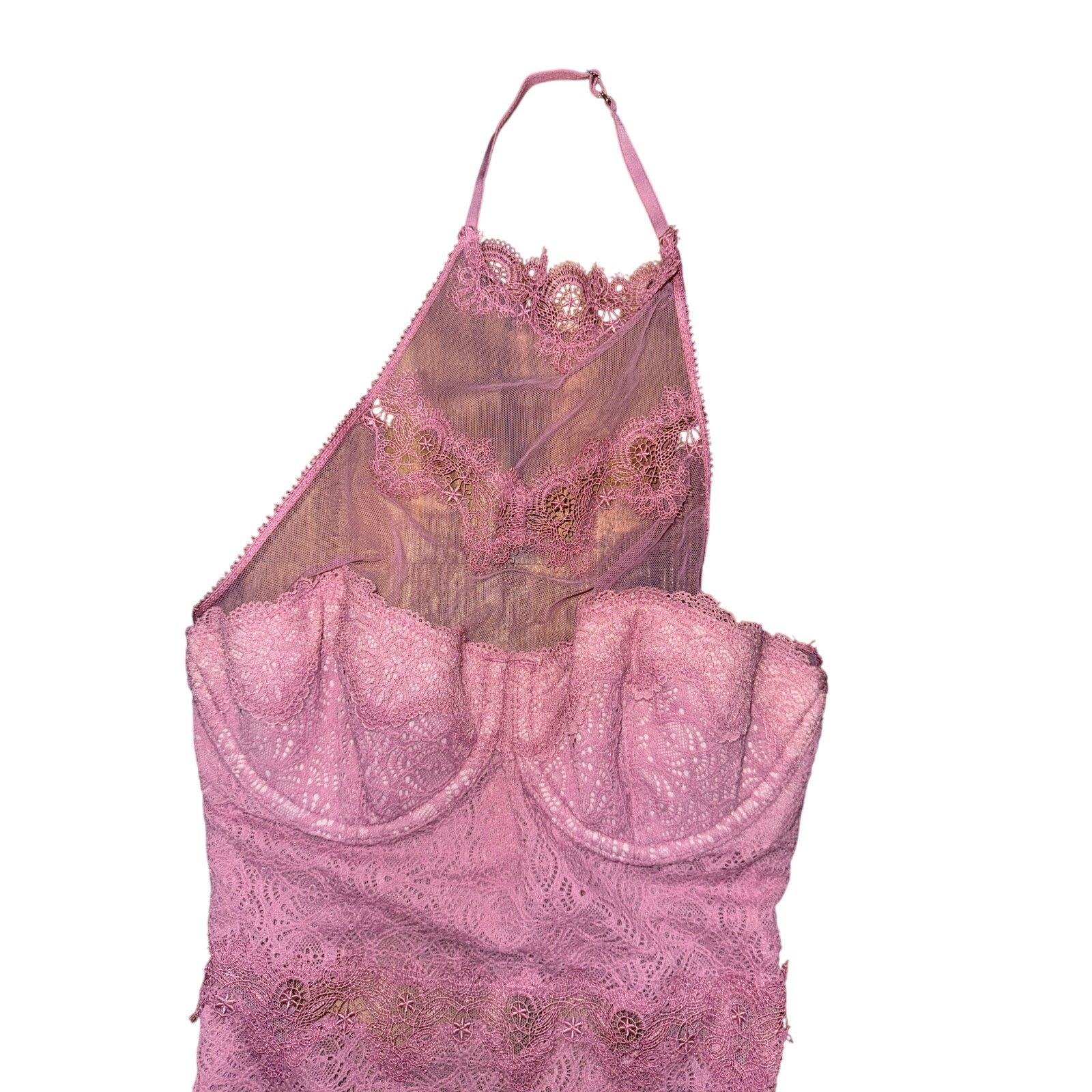Victoria's Secret Victoria's Secret Dream Angels Lilac Pink Lace Teddy 32B Size ONE SIZE - 4 Thumbnail