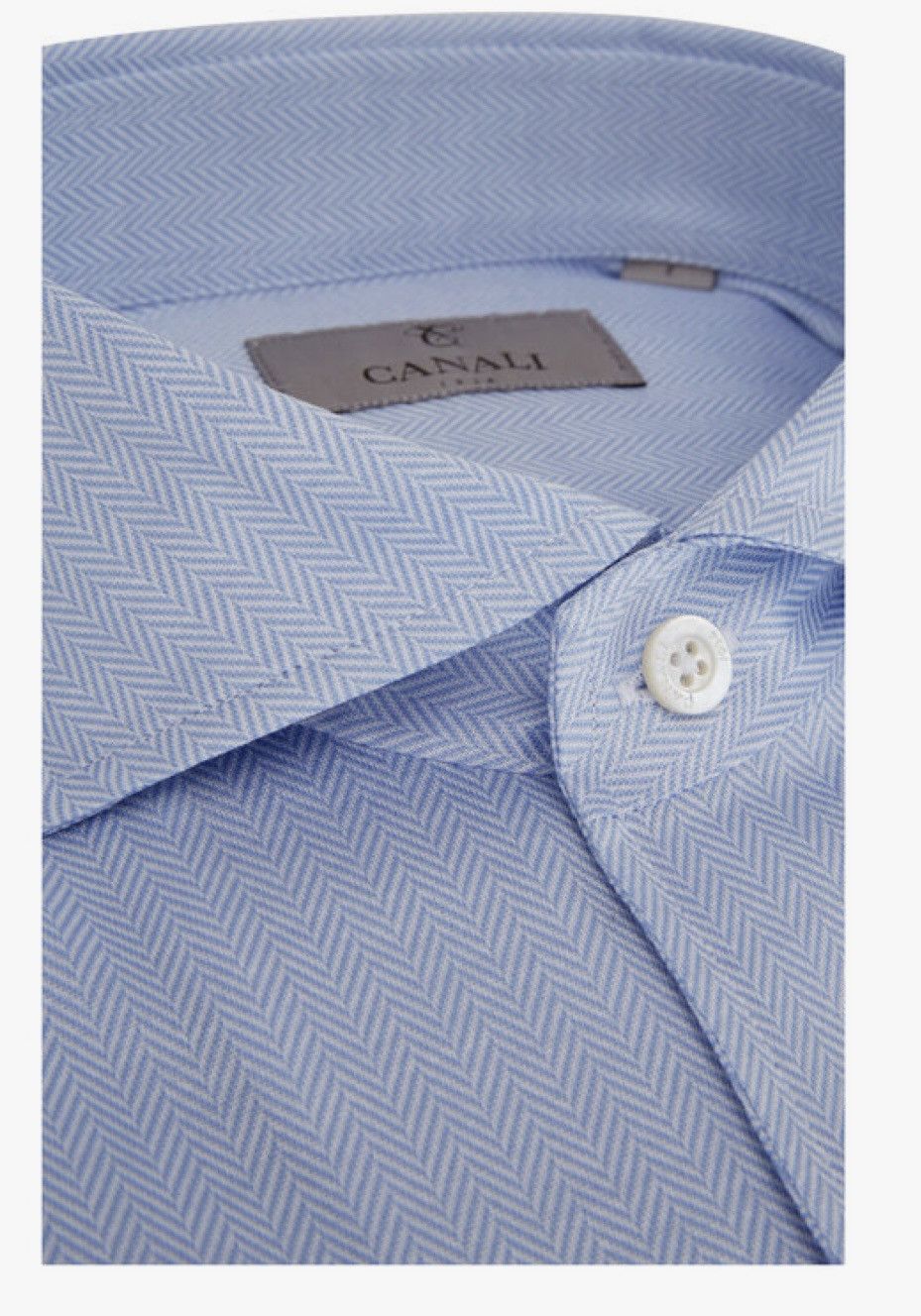 Canali Canali Light Blue Herringbone Dress Shirt Size US XL / EU 56 / 4 - 1 Thumbnail