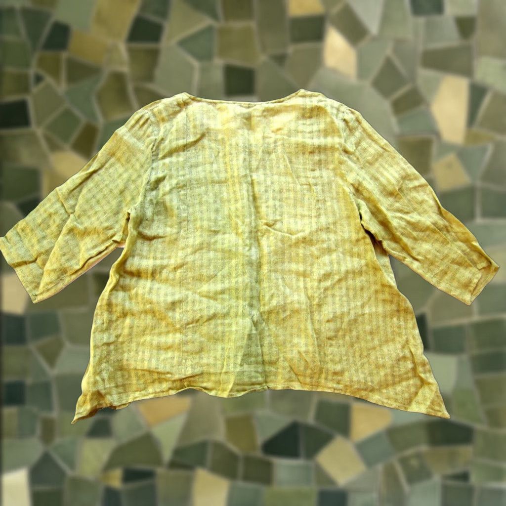 Vintage Niche Nilgun Derman 100% Linen Mustard Yellow 3/4 Sleeve Tunic Blouse M Womens Size M / US 6-8 / IT 42-44 - 1 Thumbnail