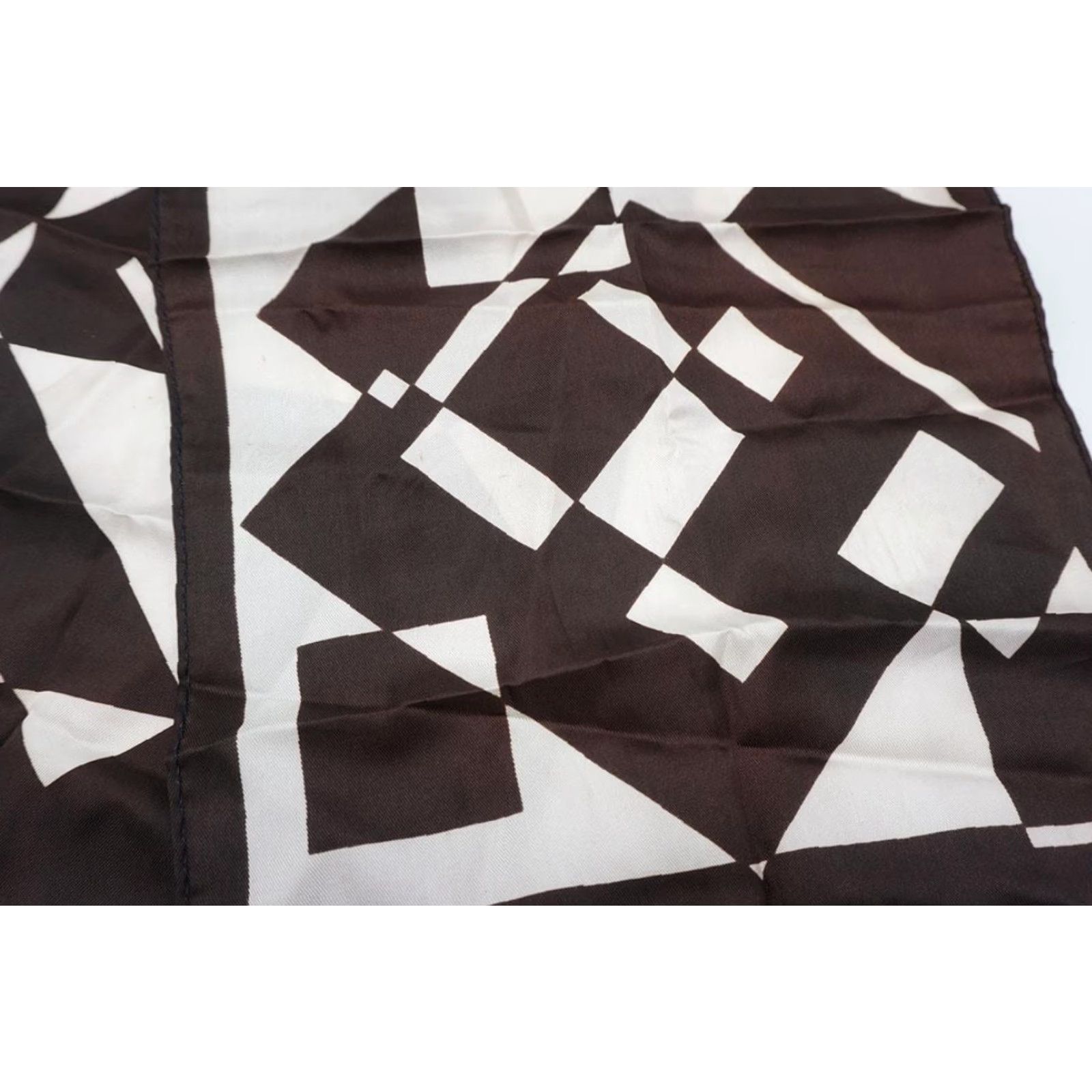 Vintage Vintage Womens Scarf 1960s Brown White Geometric Acetate Made in Japan Size ONE SIZE - 2 Thumbnail