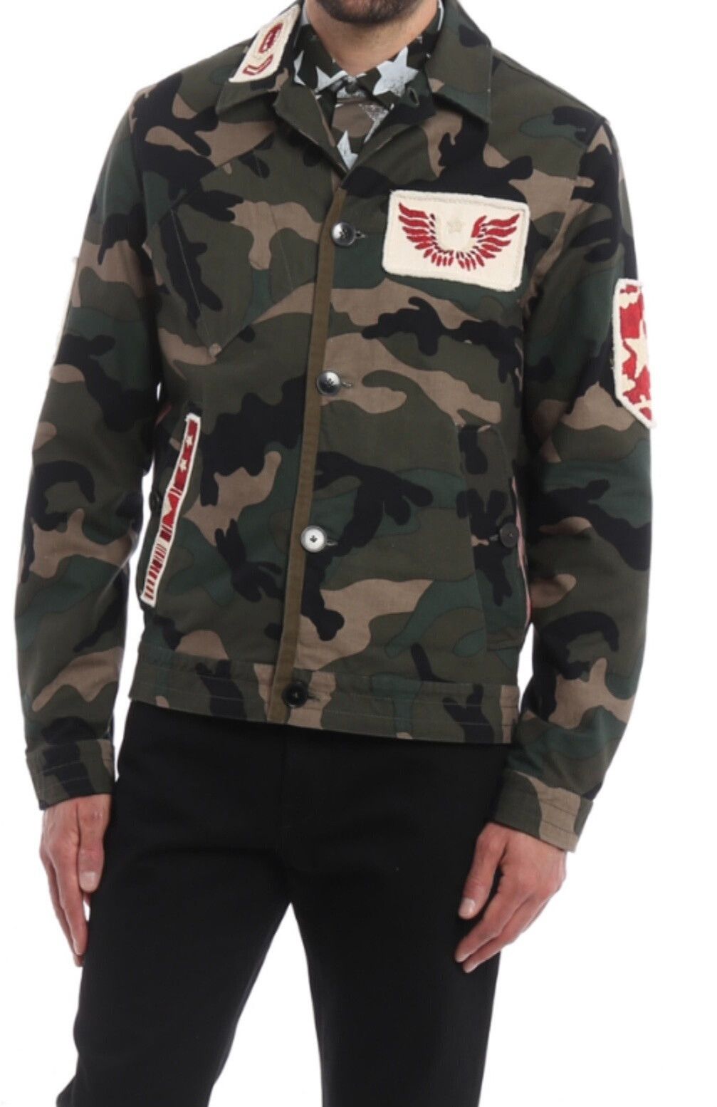 Valentino Valentino Camouflage Beaded Badge Hunting Jacket Size US S / EU 44-46 / 1 - 1 Thumbnail