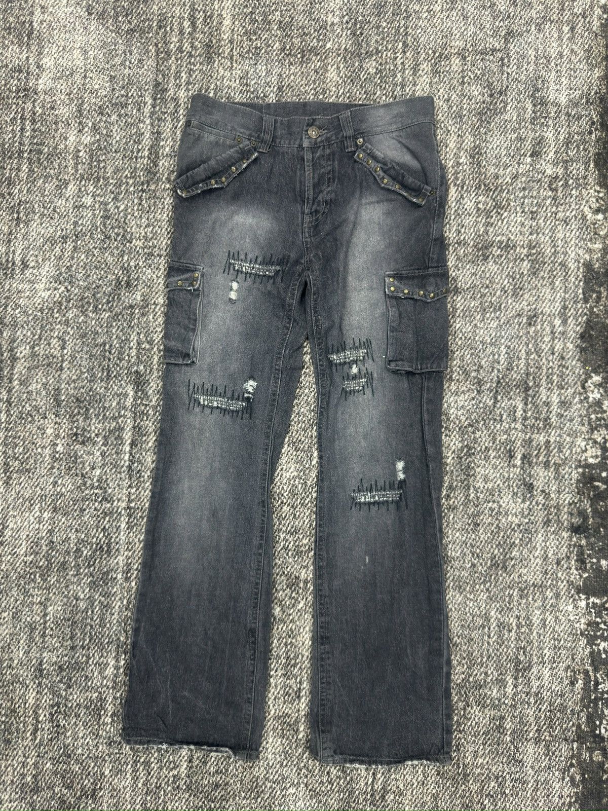 If Six Was Nine × Japanese Brand × Le Grande Bleu (L.G.B.) Zero Sail Distressed Zig Zag Black Wash denim Size US 34 / EU 50 - 1 Thumbnail