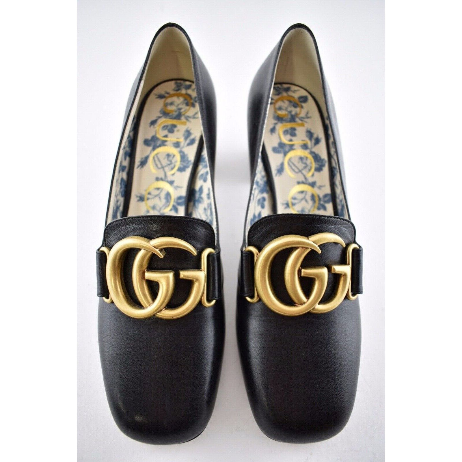 Gucci Victoire 55 Double Logo Block Mid Heel Mule Loafer Pump 37 Size US 7 / IT 37 - 8 Thumbnail