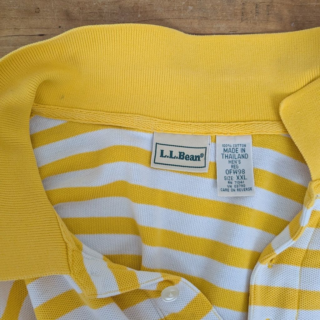 L.L. Bean Y2K LL Bean Yellow Stripe Cotton Polo XXL Size US XXL / EU 58 / 5 - 2 Thumbnail