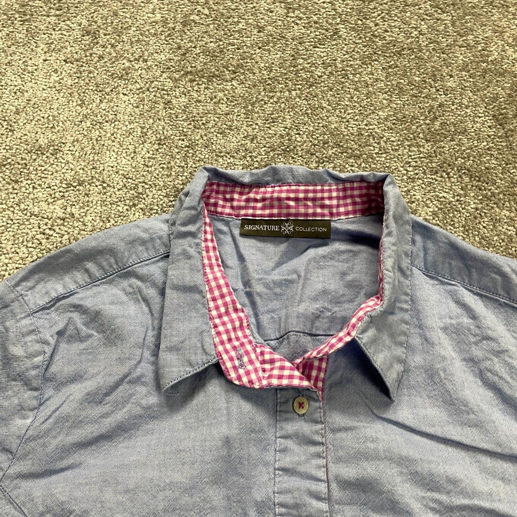 Vintage VINTAGE? No. Actually: Signature Collection Button-Down Shirt Womens XL Blue Long Sleeve Cotton Casual Size XL / US 12-14 / IT 48-50 - 3 Thumbnail