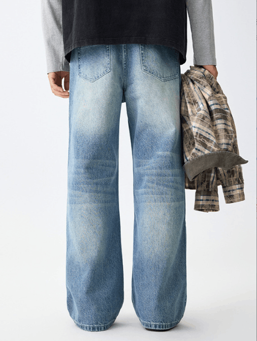 Japanese Brand × Jean Straight street casual washed all-match distressed jeans Size US 32 / EU 48 - 4 Thumbnail